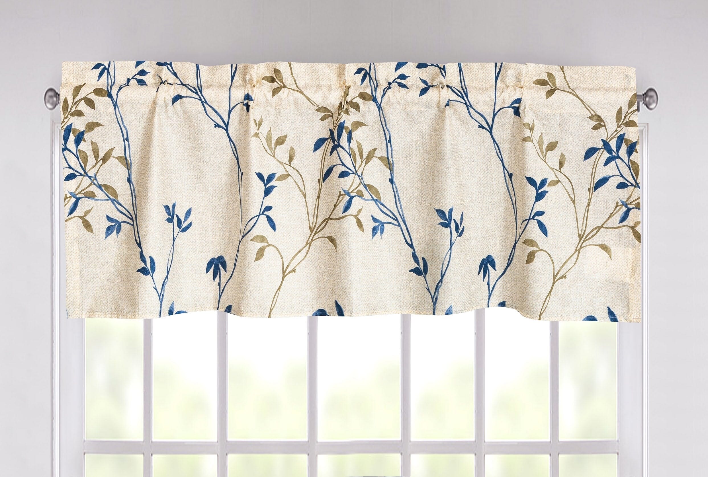 Tache Poplin Cotton Elegant Leaf Vine Cream Beige Window Treatment Valance (JHW-842) - Tache Home Fashion