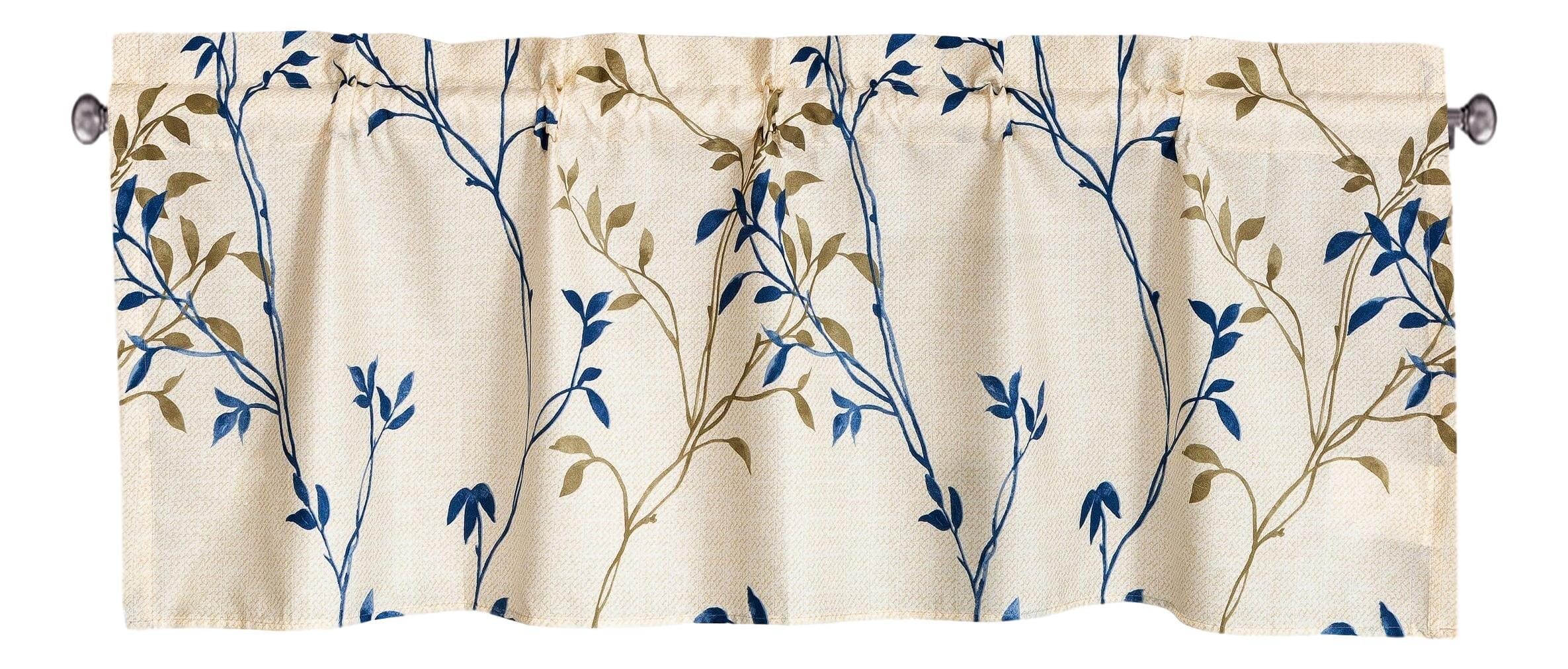 Tache Poplin Cotton Elegant Leaf Vine Cream Beige Window Treatment Valance (JHW-842) - Tache Home Fashion