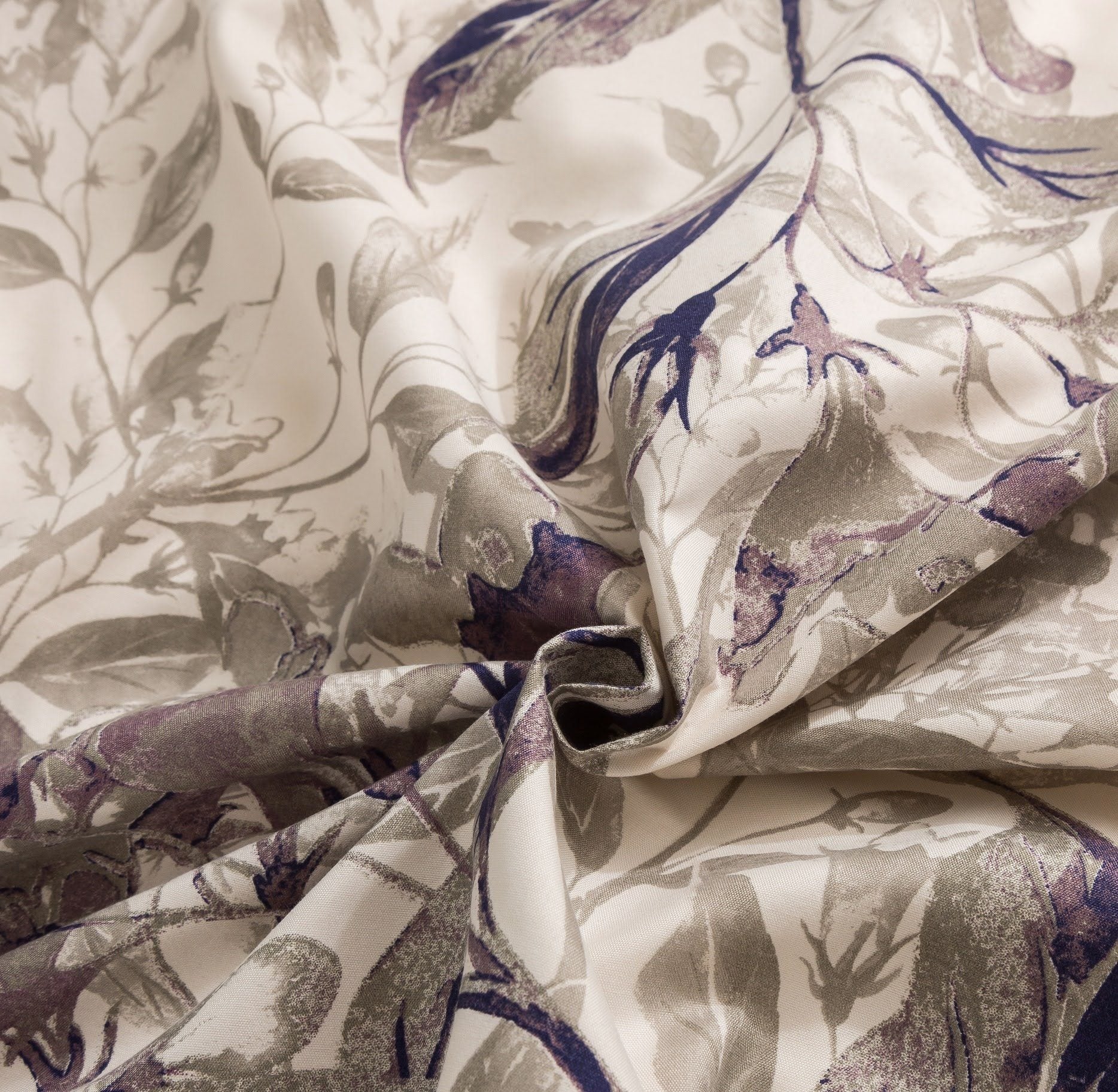 Tache Microfiber Abstract Wispy Leaf Taupe Grey Duvet Cover (JHW-843) - Tache Home Fashion