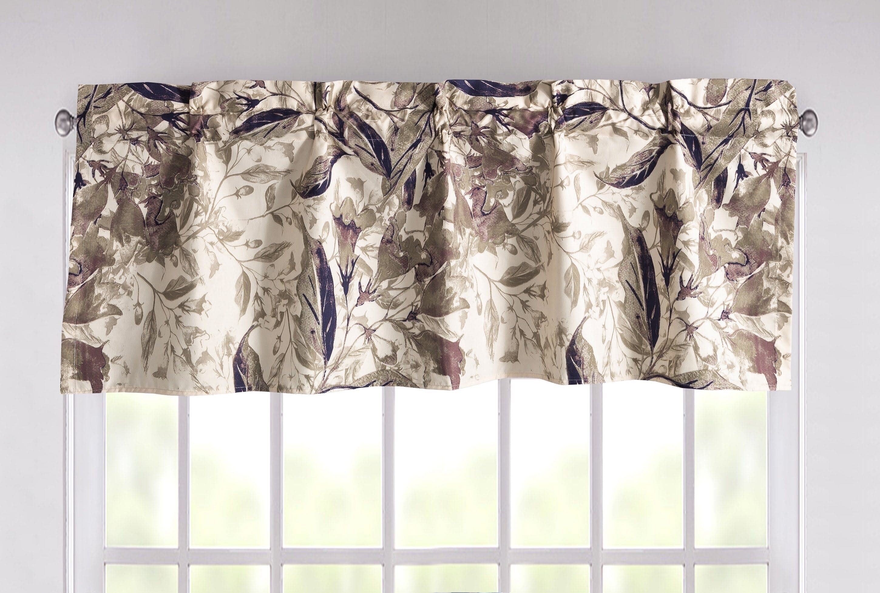 Tache Microfiber Abstract Wispy Leaf Taupe Grey Window Treatment Valance (JHW-843) - Tache Home Fashion