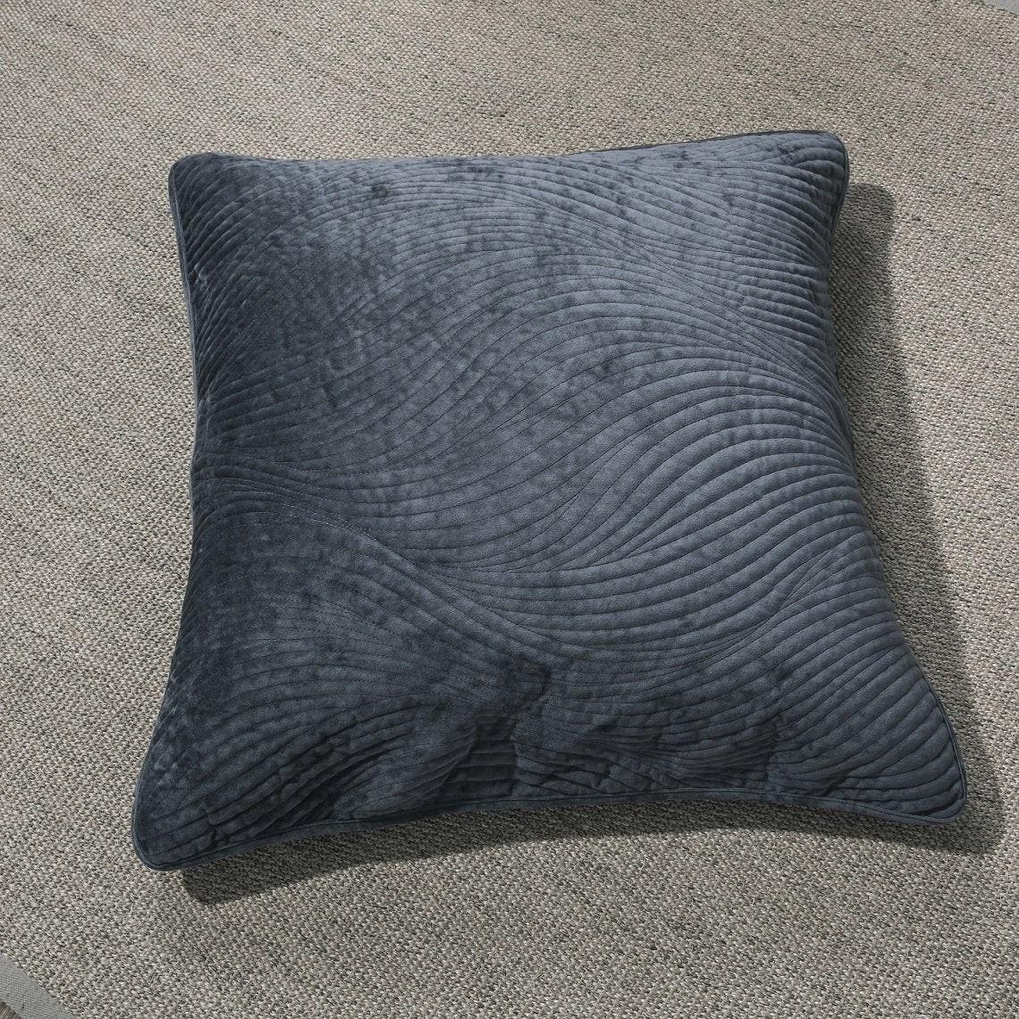 Tache Velvet Dreams Navy Blue Plush Waves Cushion Covers / Euro Sham (JHW-852BL) - Tache Home Fashion