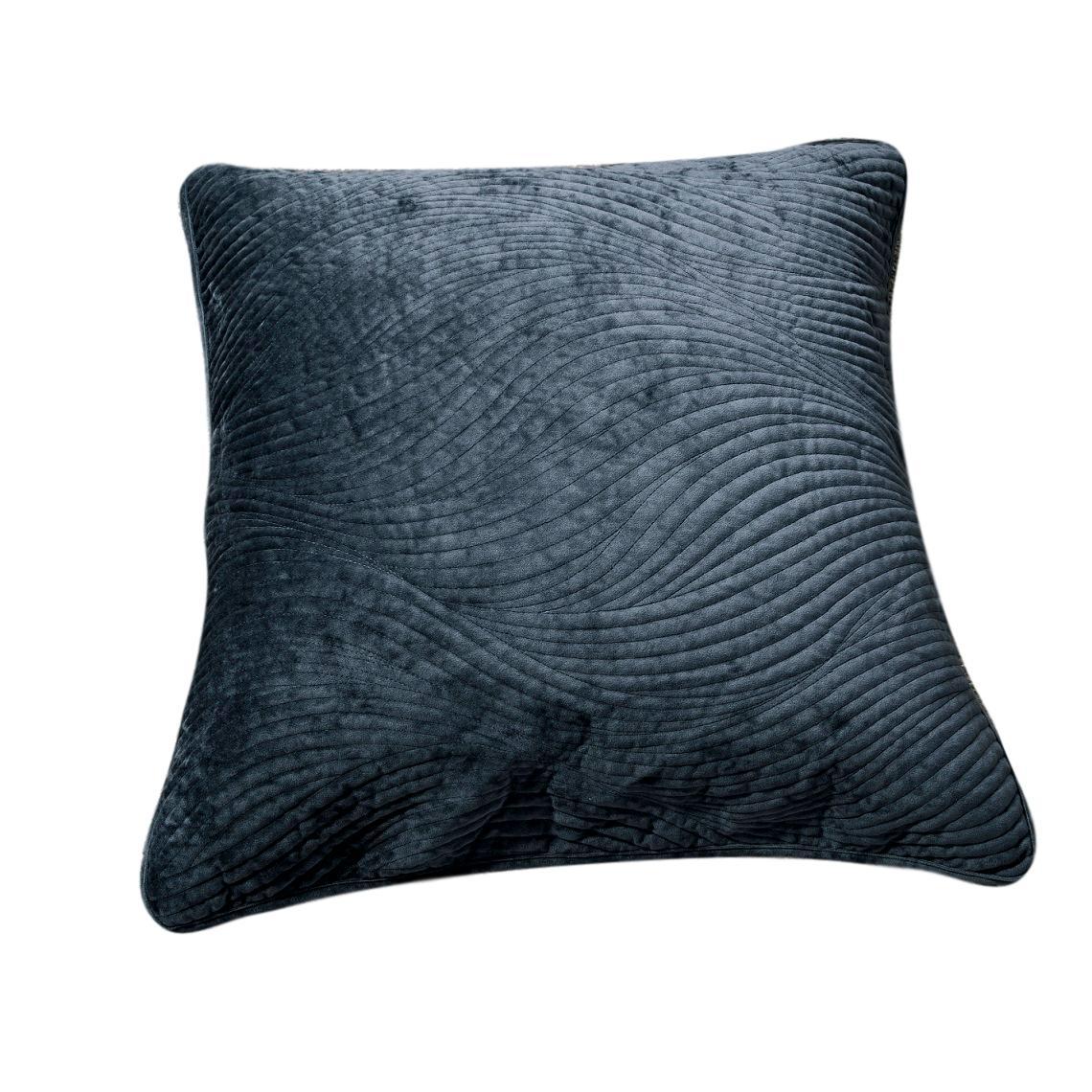 Tache Velvet Dreams Navy Blue Plush Waves Cushion Covers / Euro Sham (JHW-852BL) - Tache Home Fashion