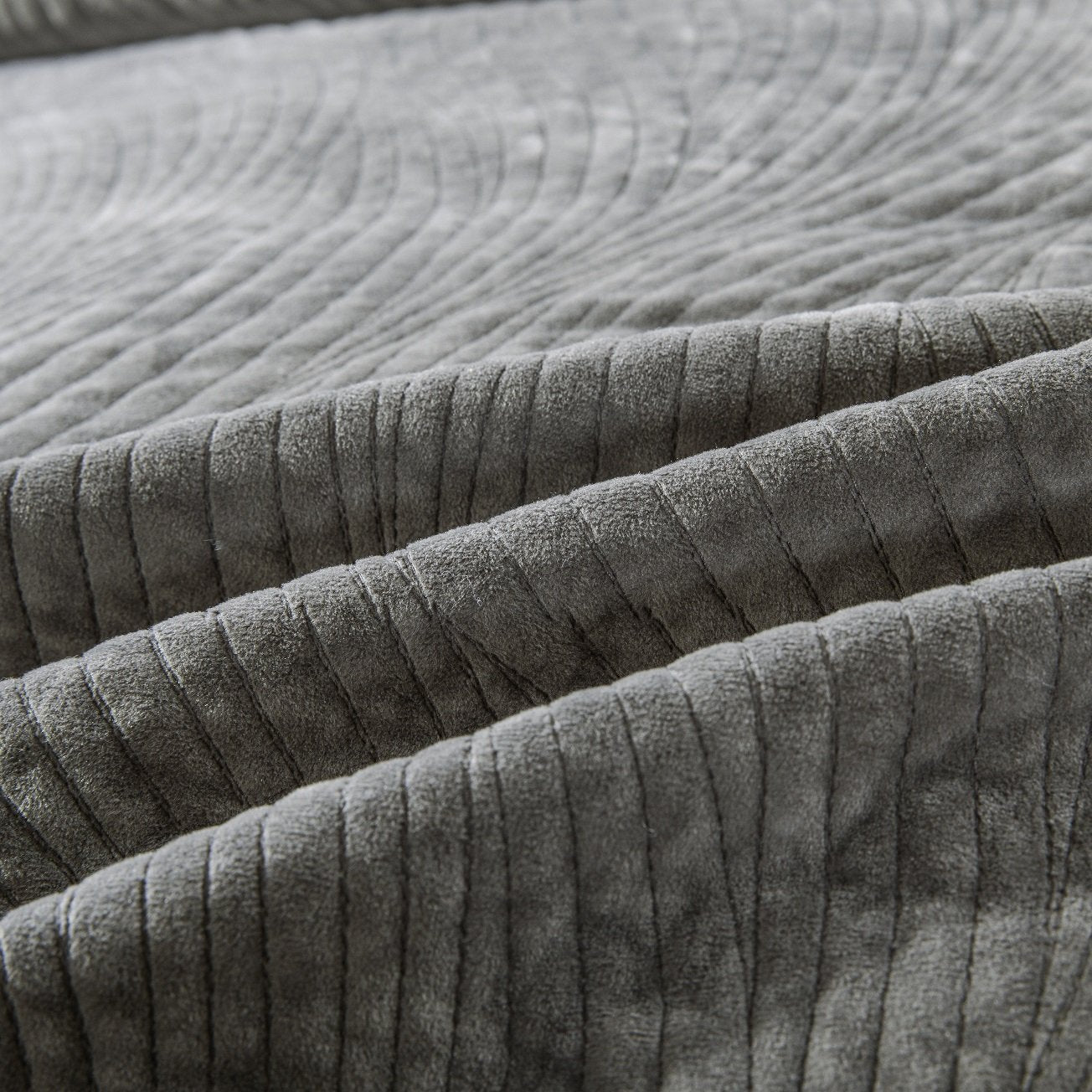 Tache Plush Dreams Dark Taupe Chocolate Waves Velvet Quilt Set (JHW-852BR) - Tache Home Fashion
