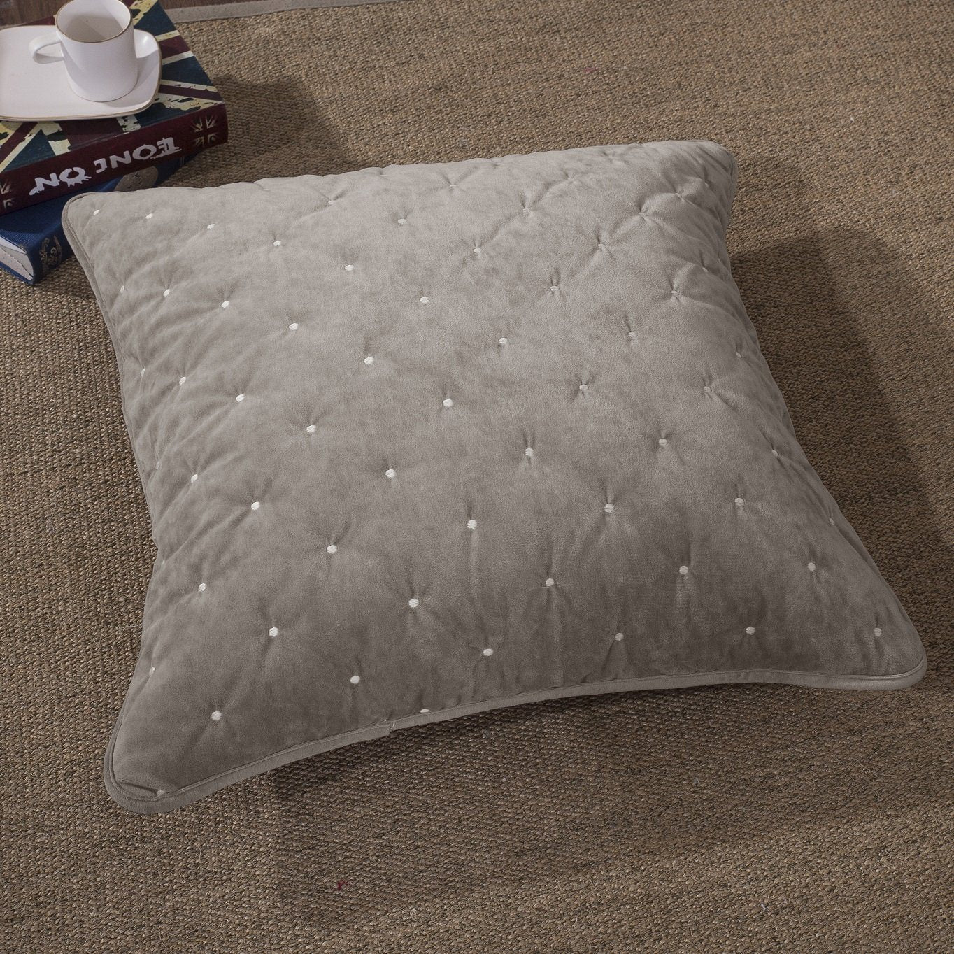 Tache Velvet Dreams Sand Taupe Beige Plush Diamond Tufted Cushion Covers / Euro Sham (JHW-853B) - Tache Home Fashion