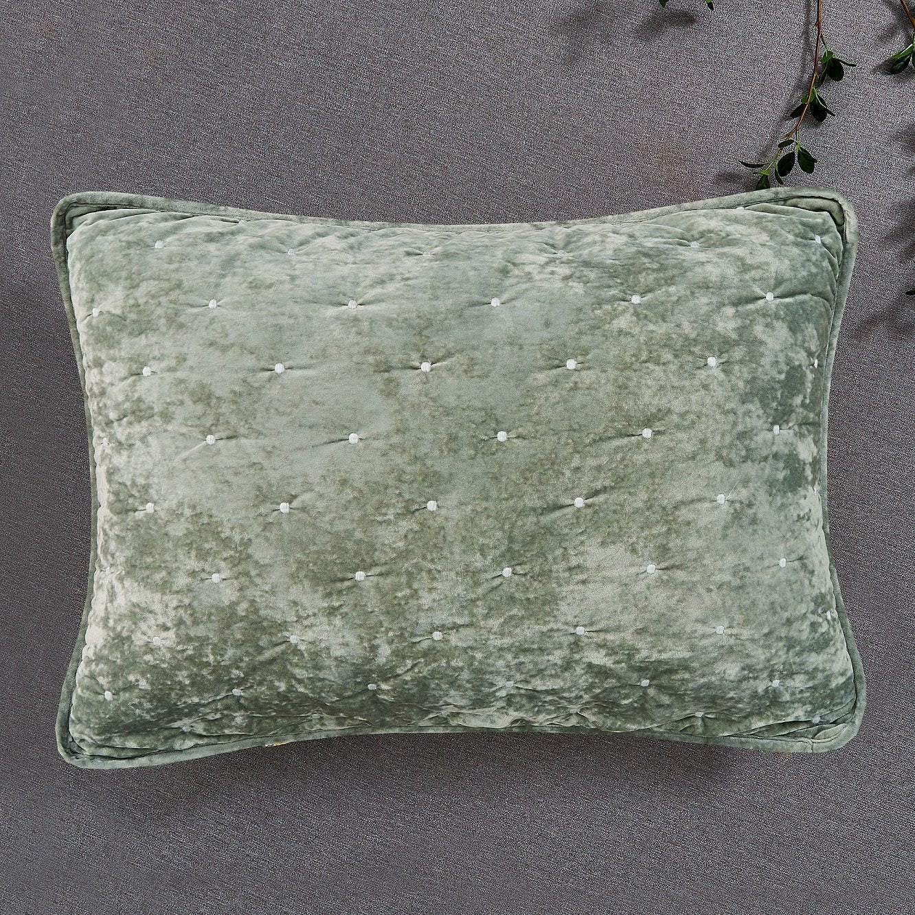 Tache Velvet Dreams Light Green Plush Diamond Tufted Pillow Sham (JHW-853G) - Tache Home Fashion