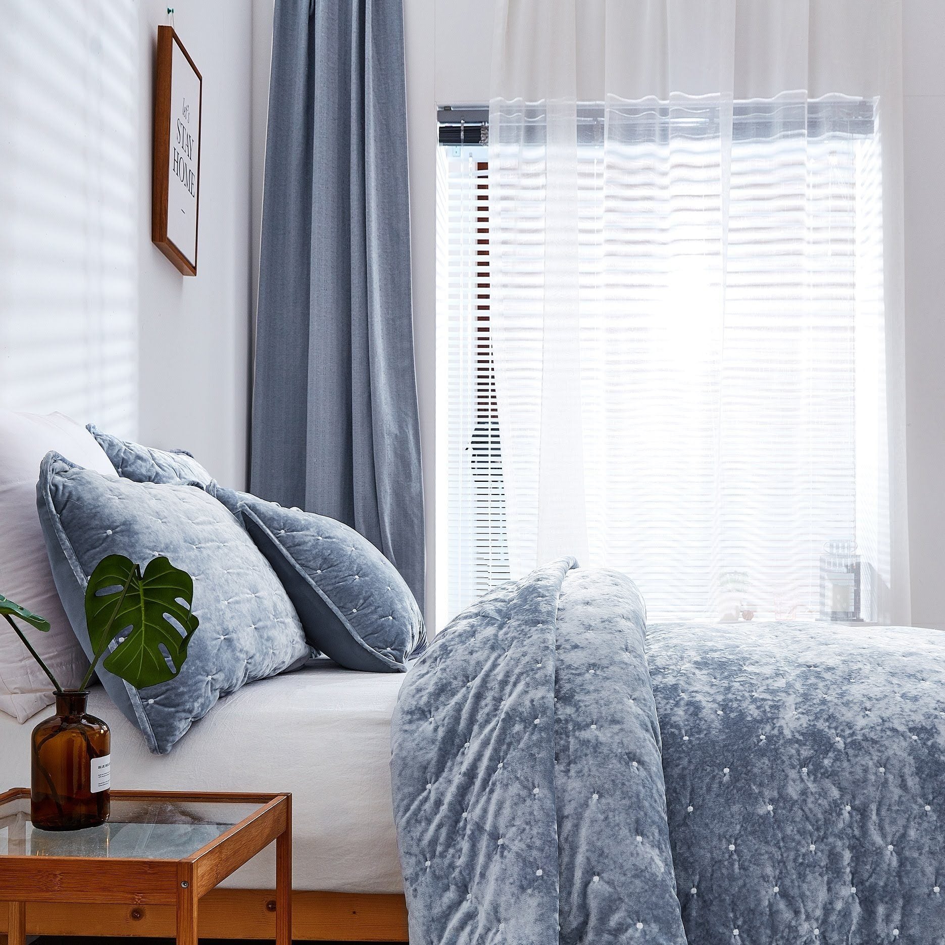 Tache Velvet Dreams Light Blue Plush Diamond Tufted Pillow Sham (JHW-853LB) - Tache Home Fashion