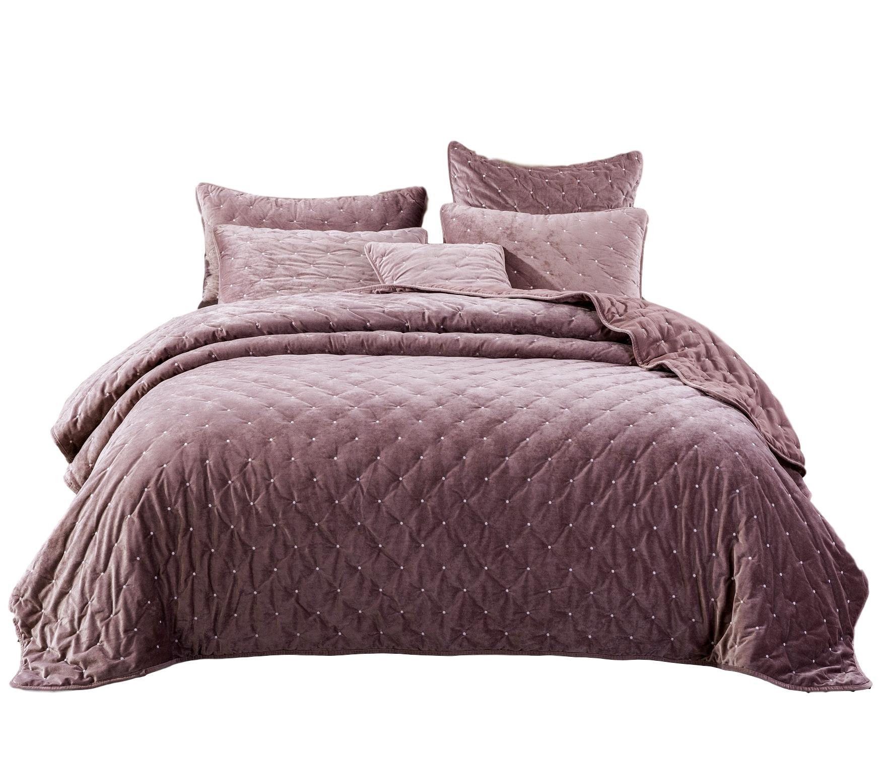 Tache Plush Dreams Purple Mauve Tufted Velvet Quilt Set (JHW-853P) - Tache Home Fashion
