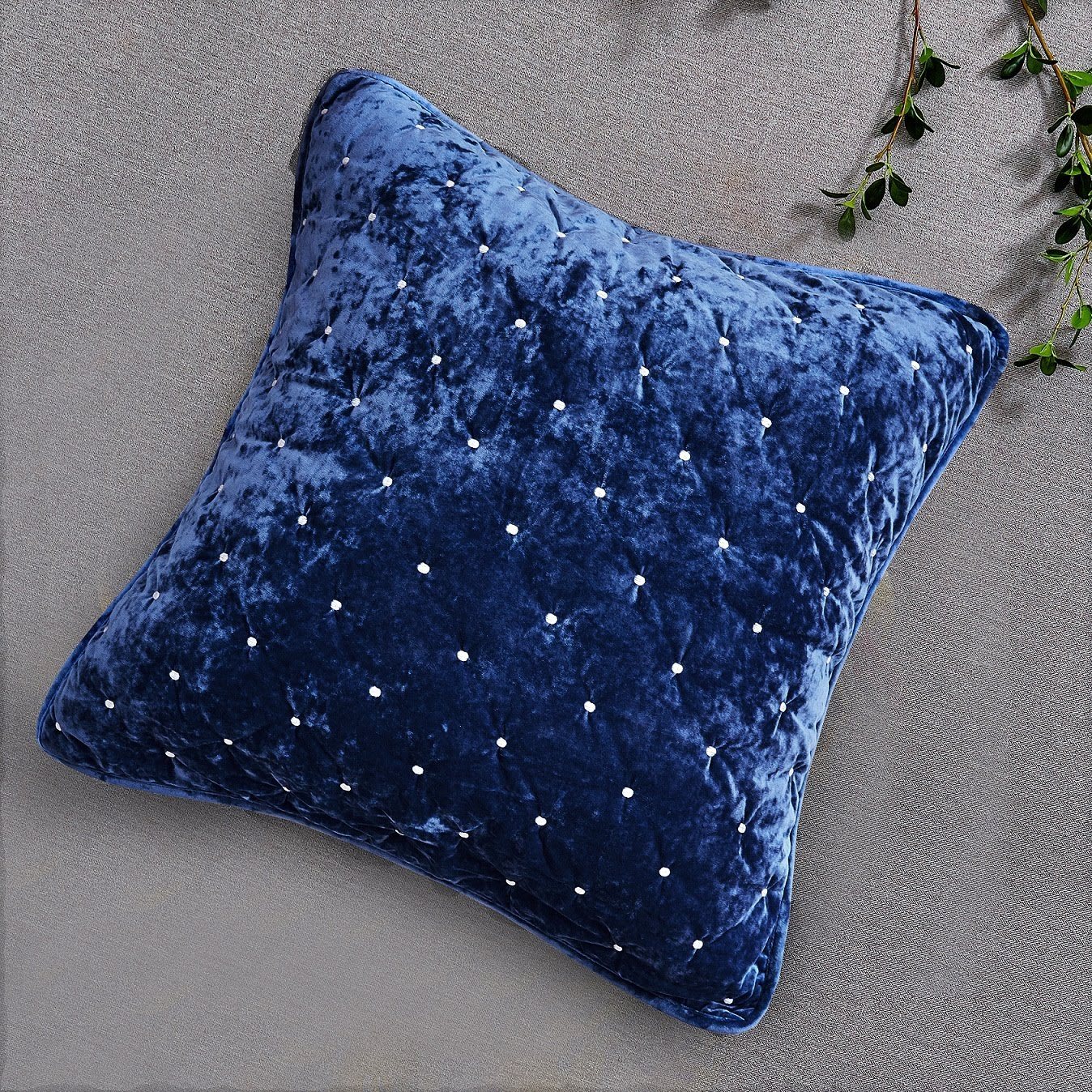 Tache Velvet Dreams Dark Blue Plush Diamond Tufted Cushion Covers / Euro Sham (JHW-853DB) - Tache Home Fashion