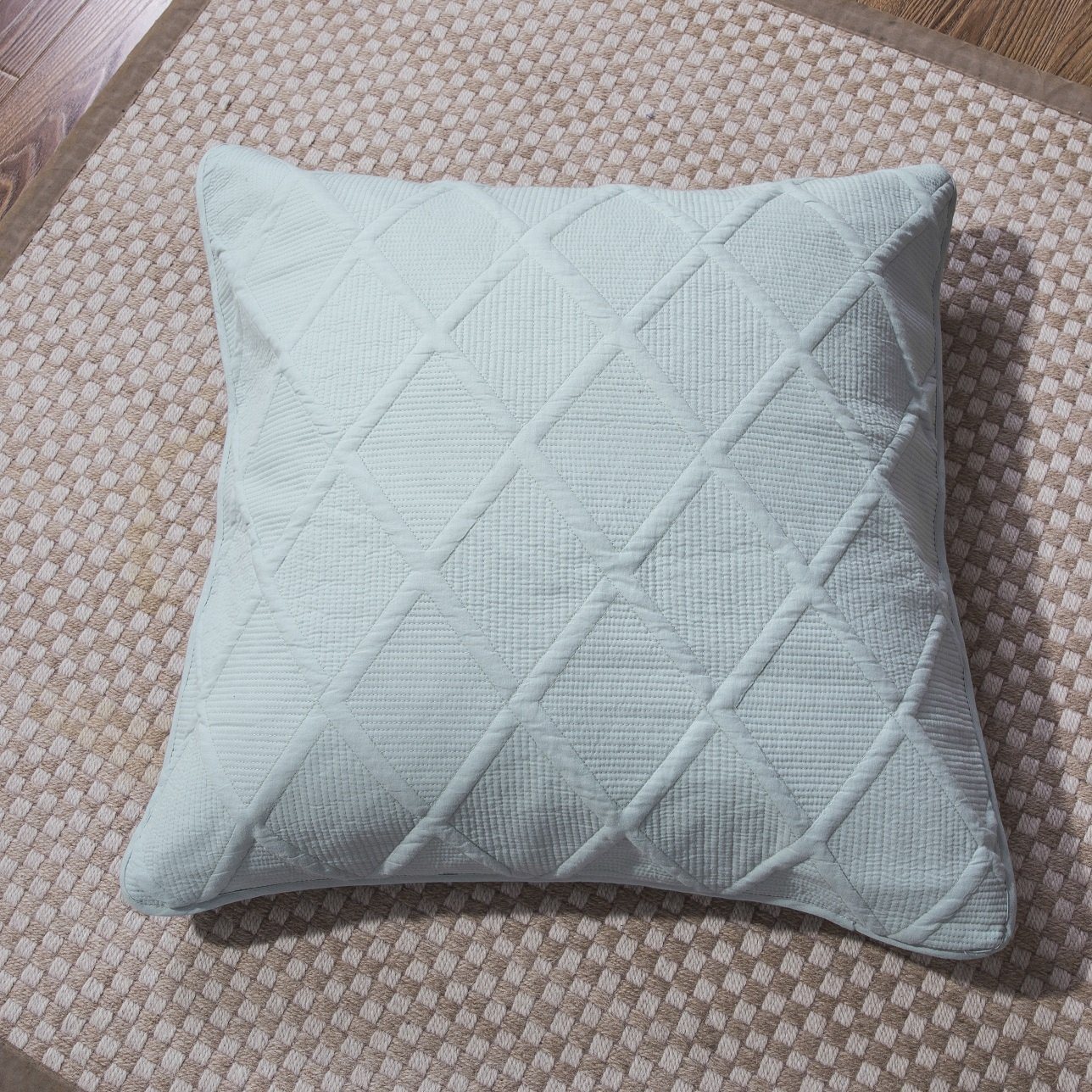Tache Cotton Seafoam Blue Soothing Pastel Diamond Cushion Covers / Euro Sham (JHW-856) - Tache Home Fashion