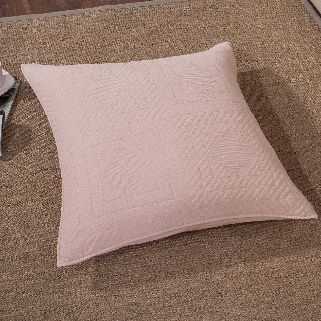 Tache Cotton Stone Washed Soothing Pastel Rustic Blush Pink Cushion Covers / Euro Sham (JHW-863) - Tache Home Fashion