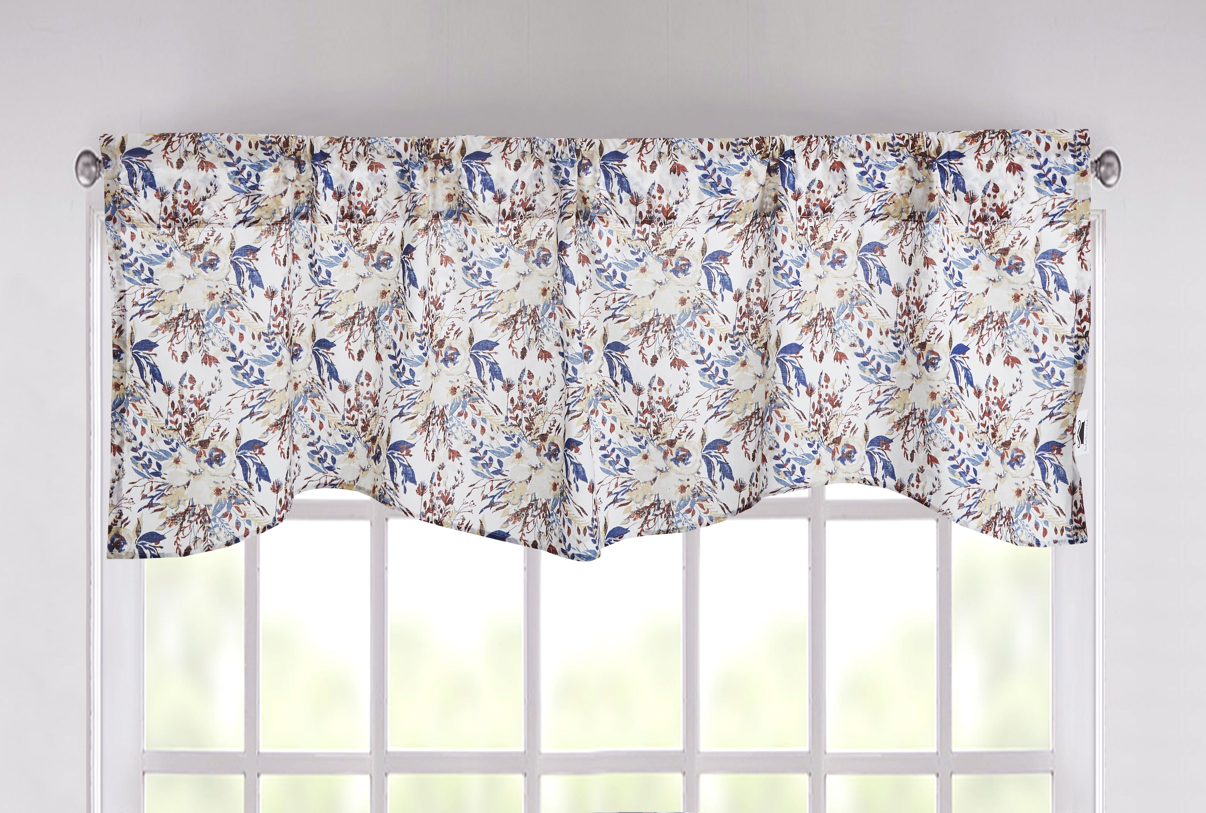 Tache Cotton White Ditsy Floral Prairie Sheer Window Treatment Valance (JHW-887) - Tache Home Fashion