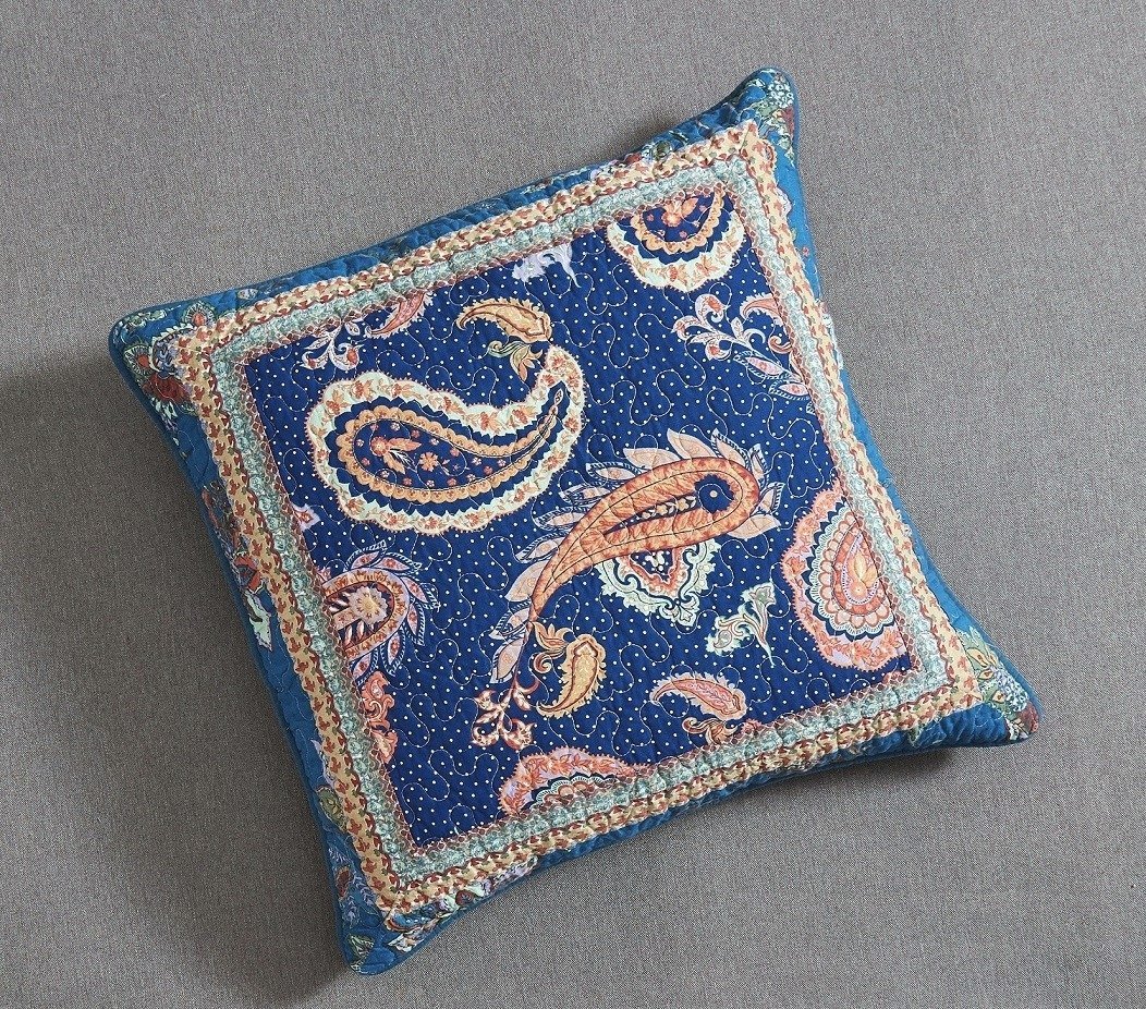 Tache Cotton Patchwork Paisley Bohemian Night Flower Euro Sham (JHW-882) - Tache Home Fashion