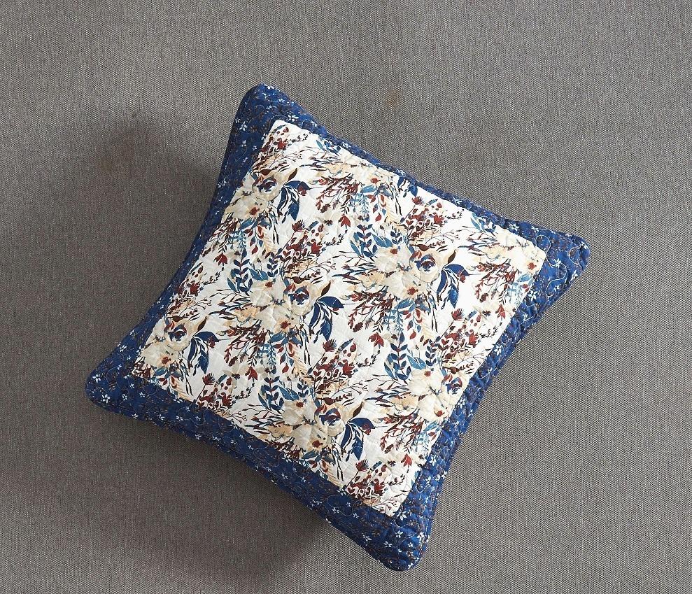 Tache Cotton Patchwork White Blue Yellow Brown Floral Prairie Sunset Cushion Cover 2-Pieces (JHW-887) - Tache Home Fashion