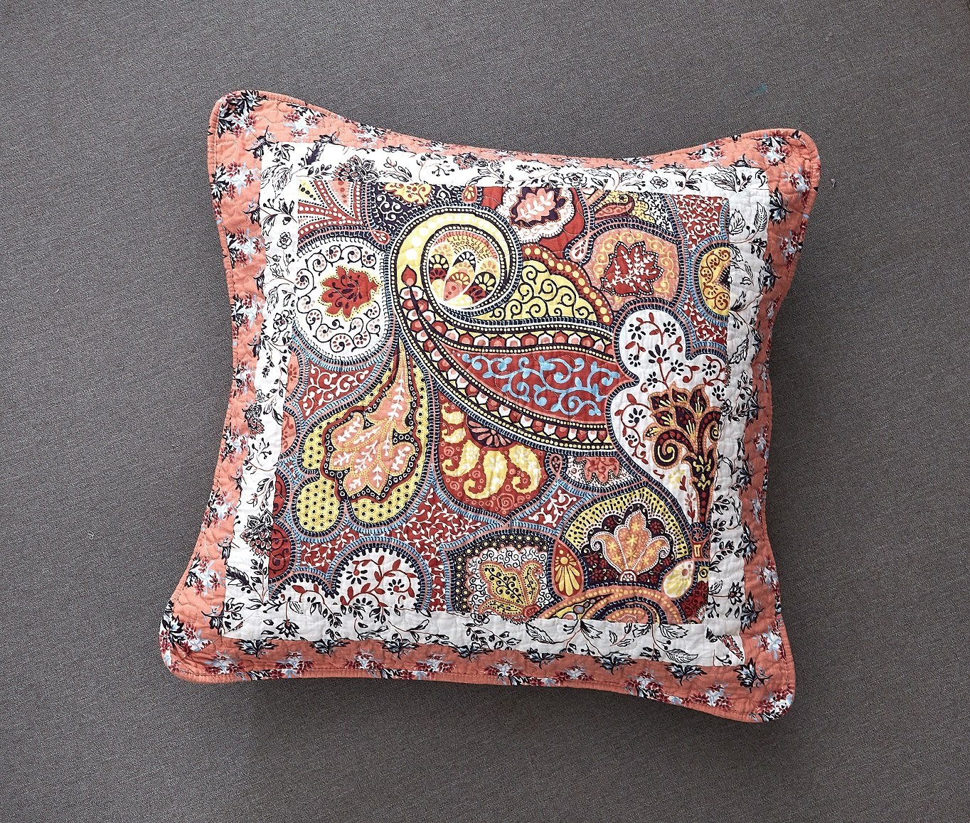 Tache Cotton Patchwork Paisley Floral Bohemian Mosaic Paradise Euro Sham (JHW-933) - Tache Home Fashion