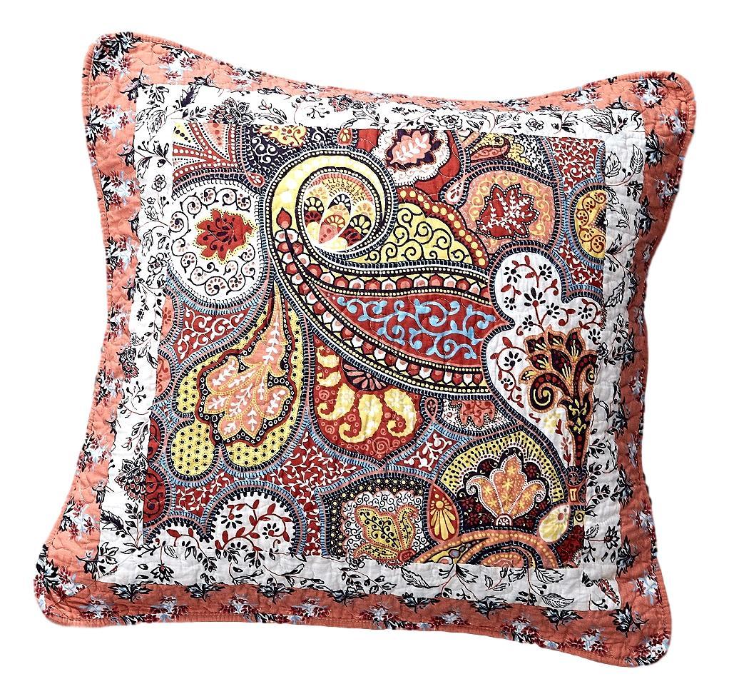 Tache Cotton Patchwork Paisley Floral Bohemian Mosaic Paradise Euro Sham (JHW-933) - Tache Home Fashion