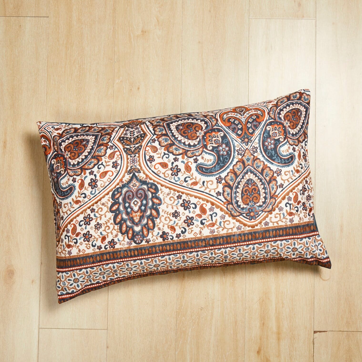 Tache Rustic Paisley Mandala Palace Teal Orange Ivory Pillowcases (KF174) - Tache Home Fashion