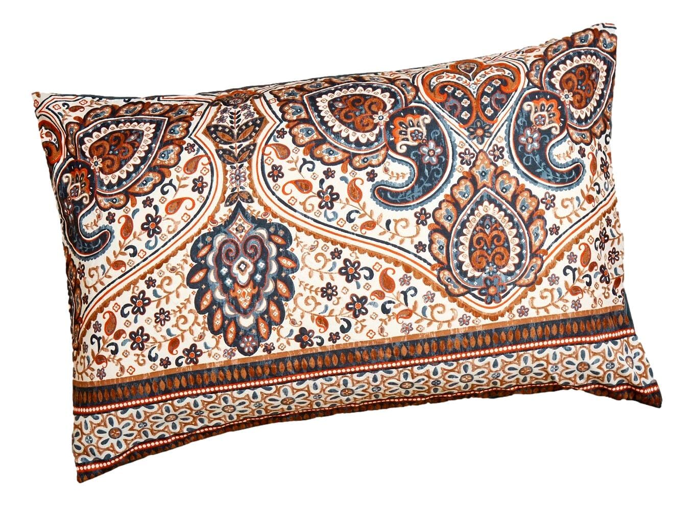 Tache Rustic Paisley Mandala Palace Teal Orange Ivory Pillowcases (KF174) - Tache Home Fashion
