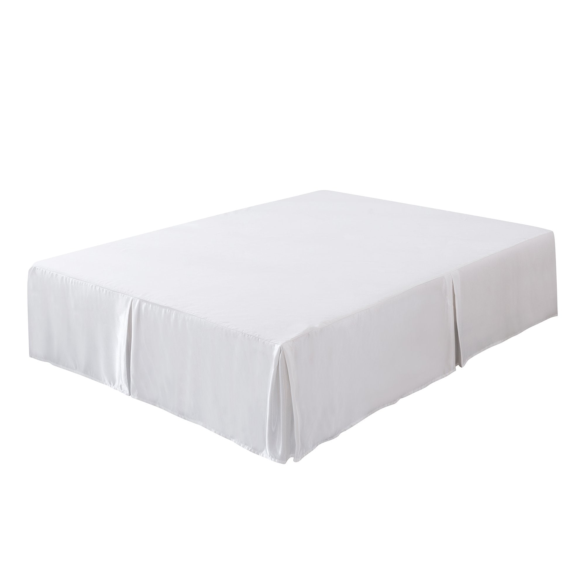 Tache Satin Bright Pearl White Delicate Rose Tailored Platform 14" Bed Skirt Dust Ruffle (MA125) - Tache Home Fashion