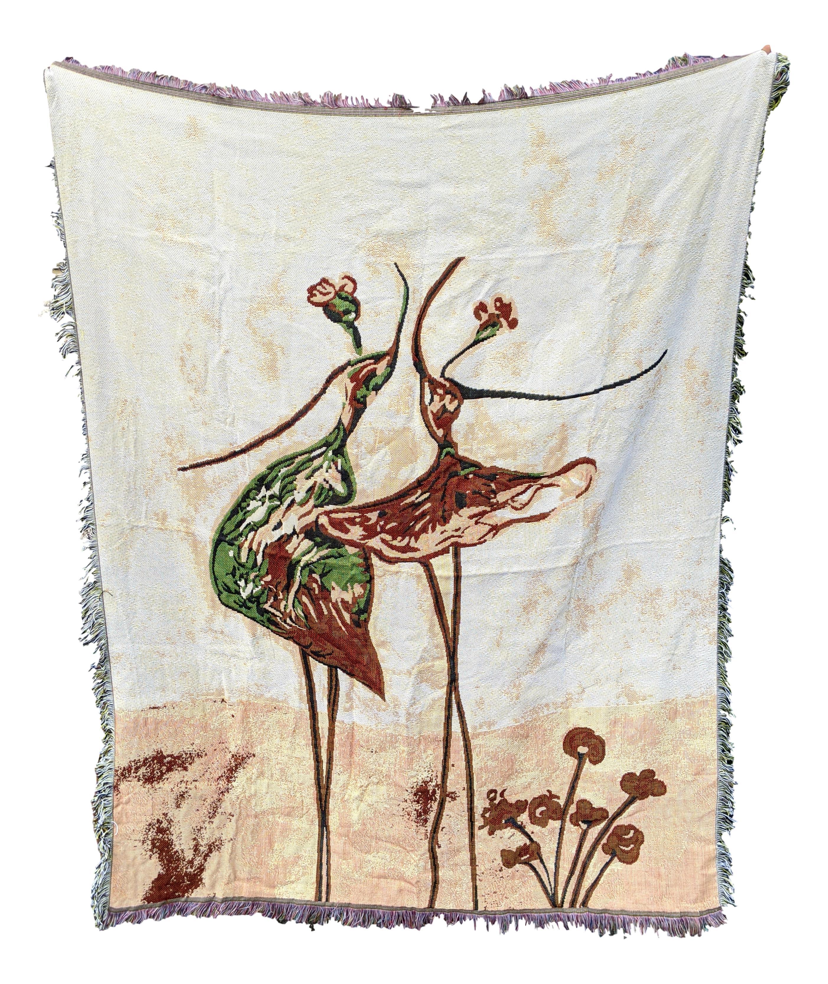 Tache Abstract Art Ballet Dancers Afghan Tapestry Throw Blanket with Fringe (2500) - Tache Home Fashion
