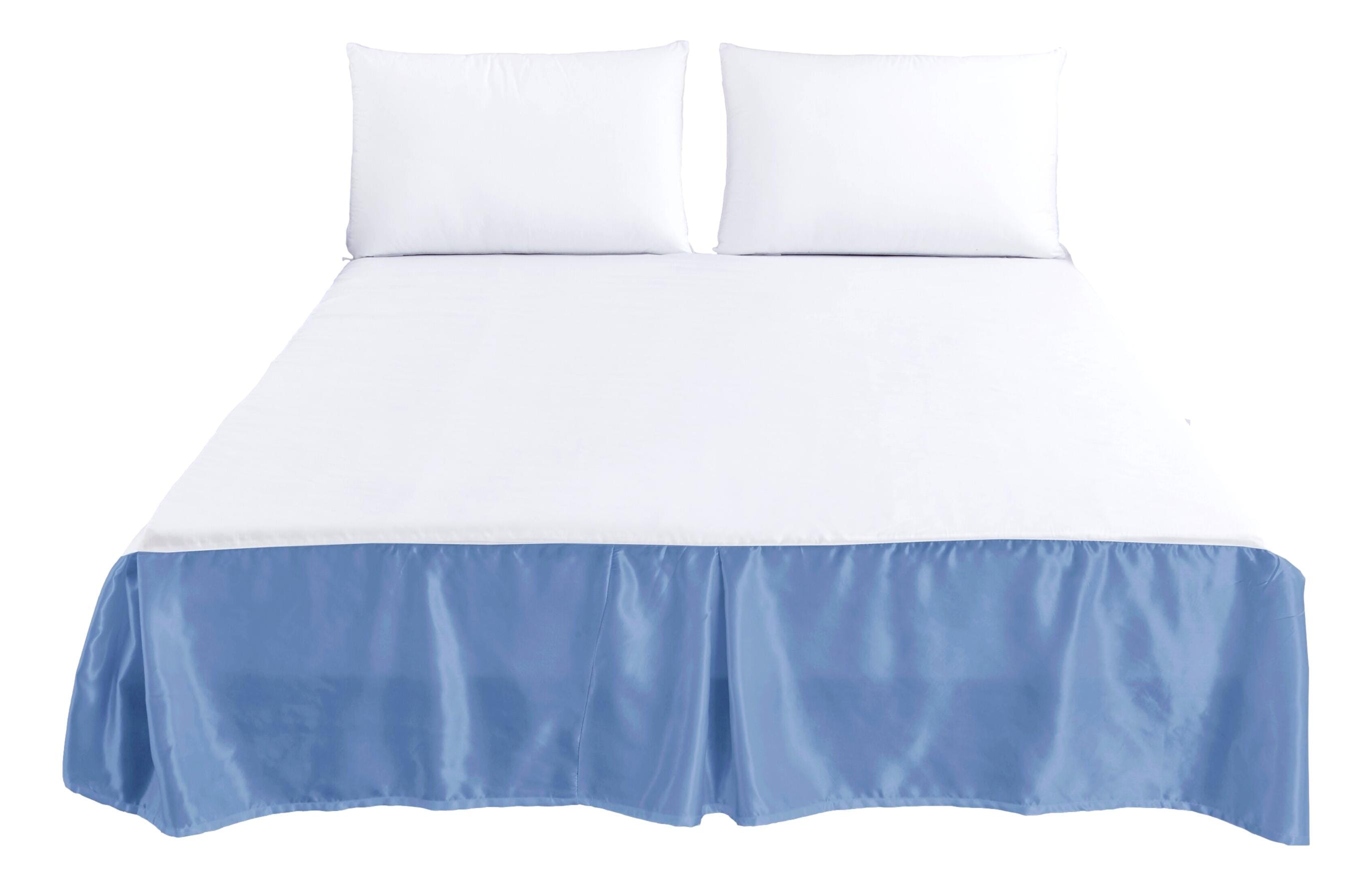 Tache Satin Blue Lustrous Sweet Victorian Tailored Platform 14" Bed Skirt Dust Ruffle (MZ002) - Tache Home Fashion