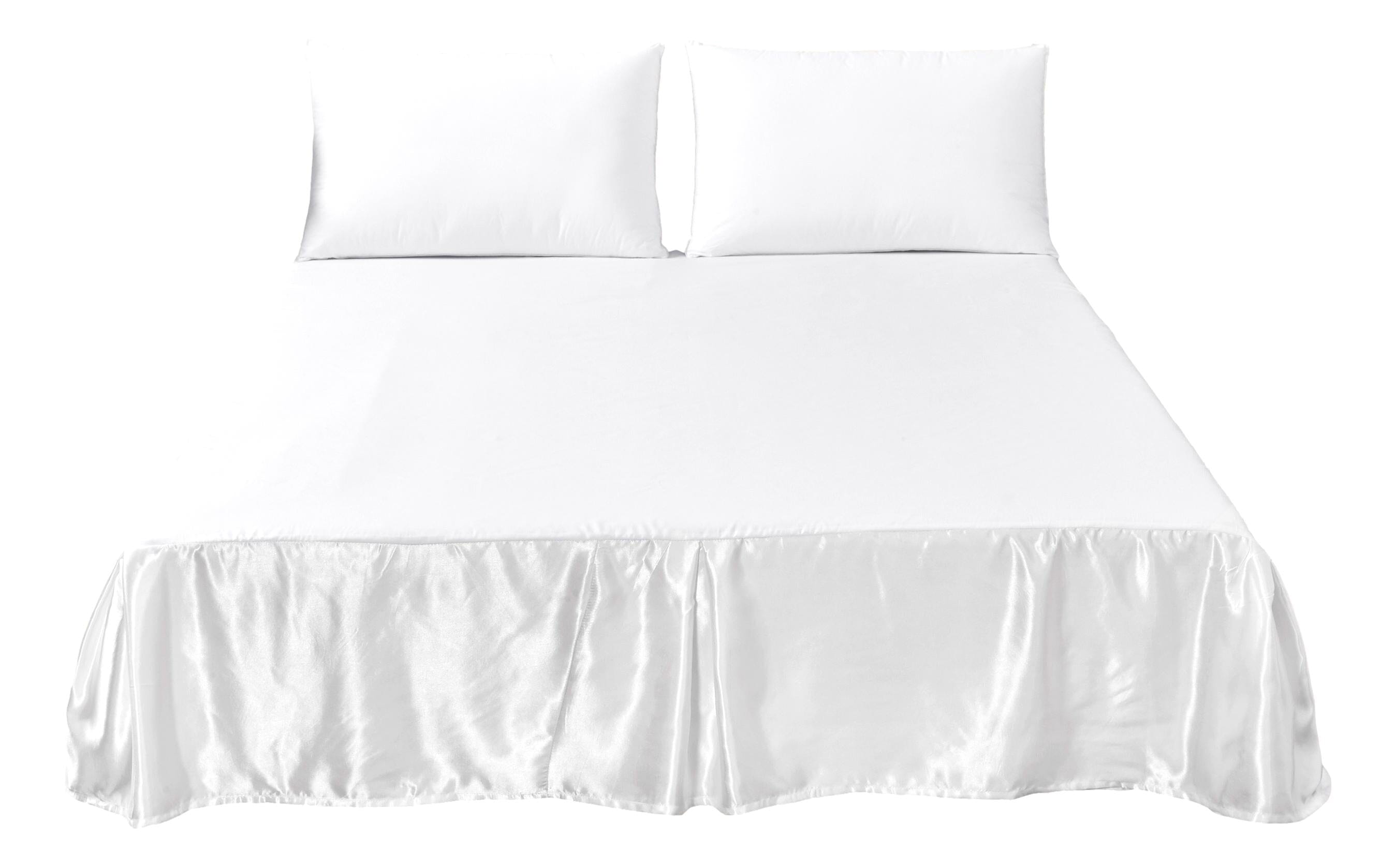 Tache Satin Bright White Lustrous Sweet Victorian Tailored Platform 14" Bed Skirt Dust Ruffle (MZ002) - Tache Home Fashion