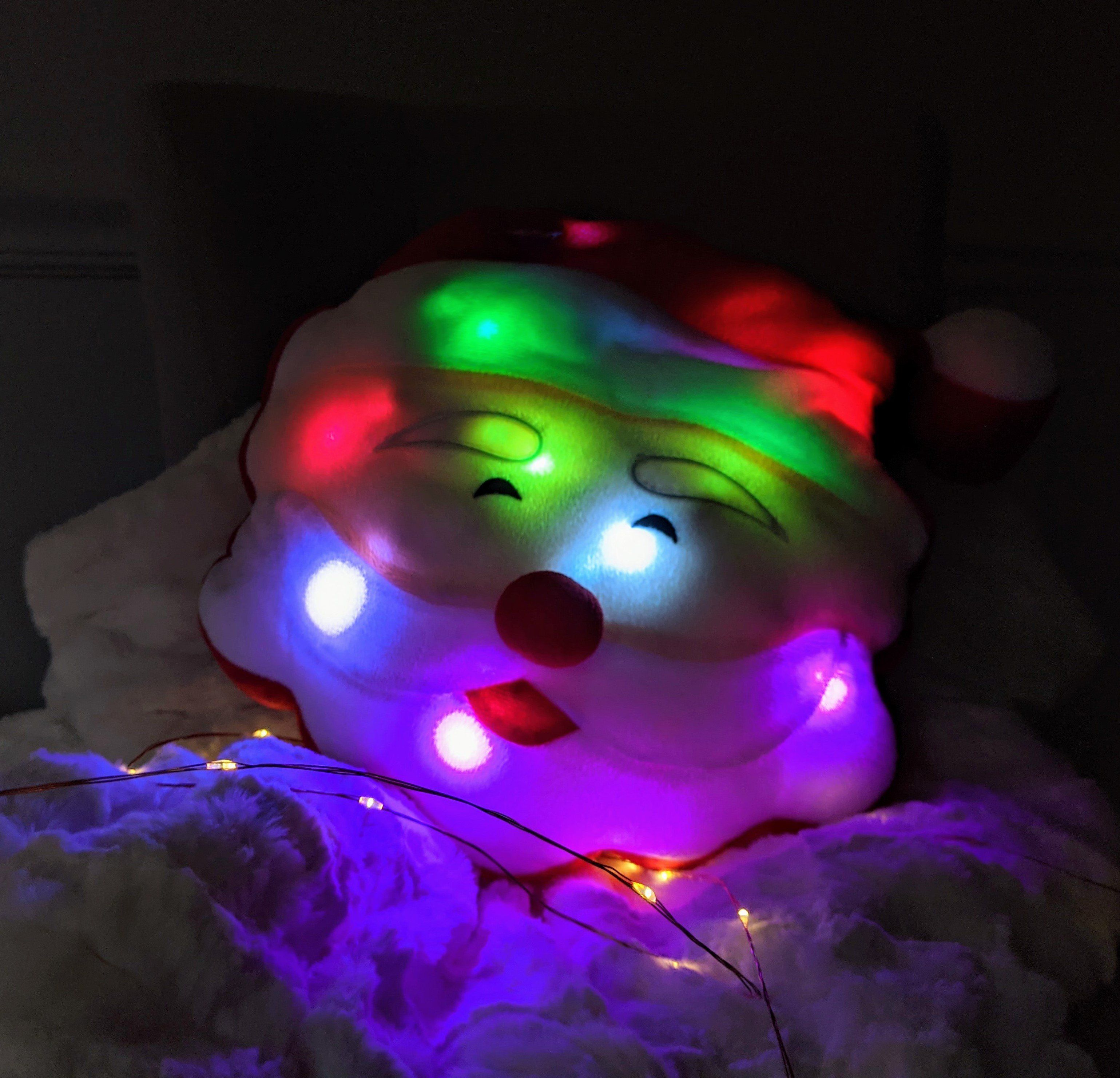 Tache Squishy Light Up Cute Christmas Cheery Santa Microbead LED Throw Pillow - Tache Home Fashion