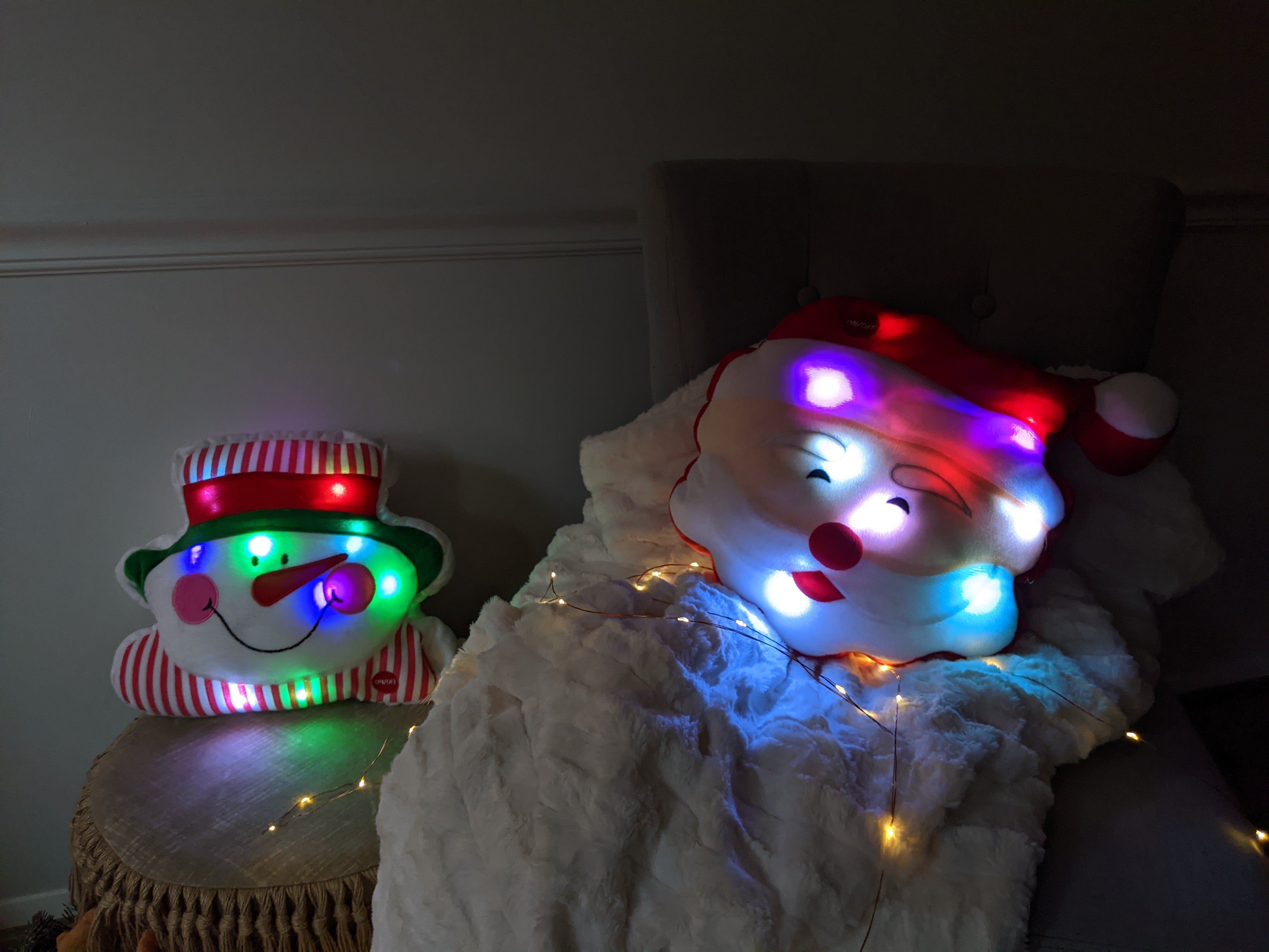 Tache Squishy Light Up Cute Christmas Chilly Snowman Microbead LED Throw Pillow - Tache Home Fashion