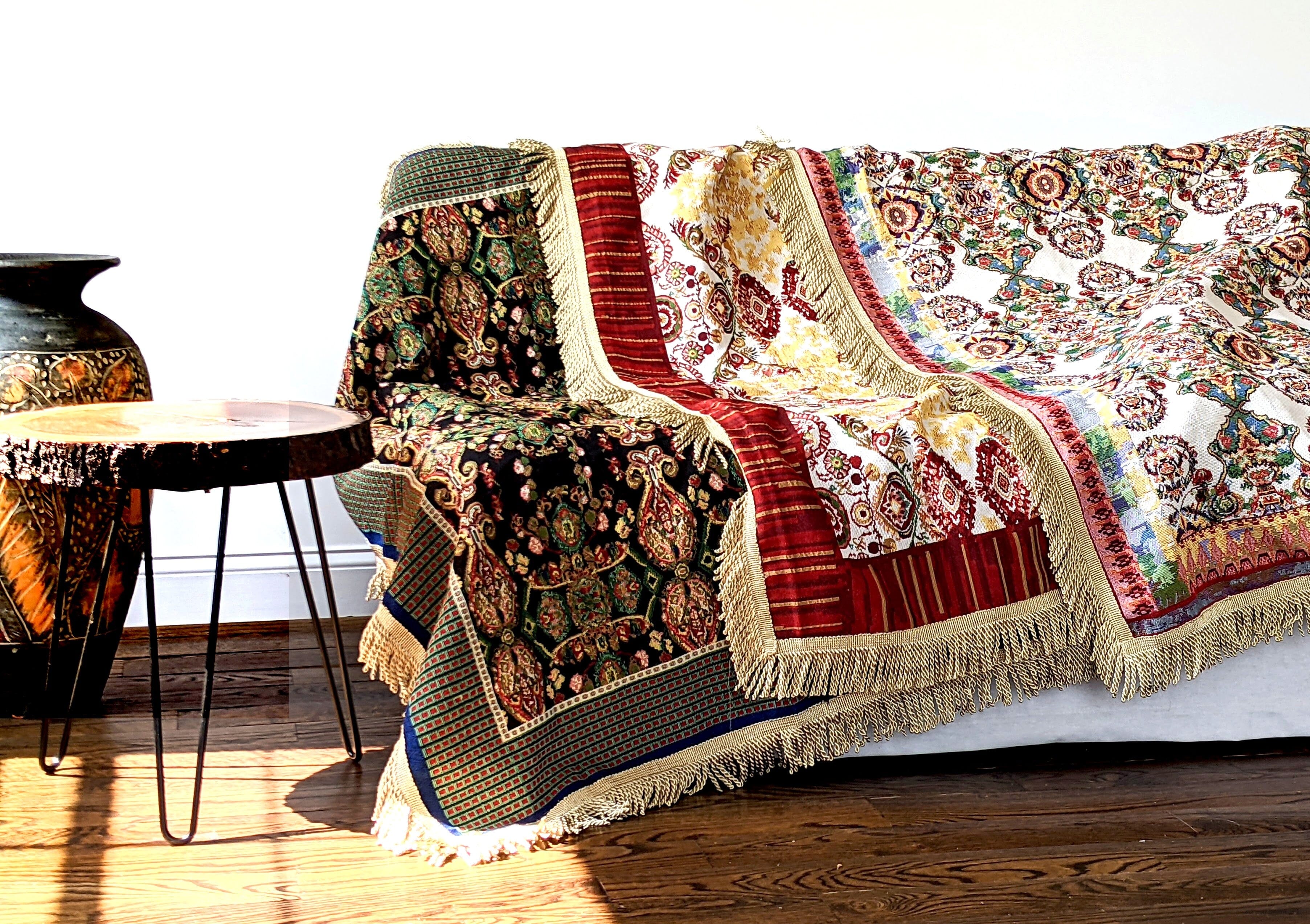 Tache Elegant Ivory Colorful Ornate Paisley Woven Tapestry Tablecloth (18193) - Tache Home Fashion