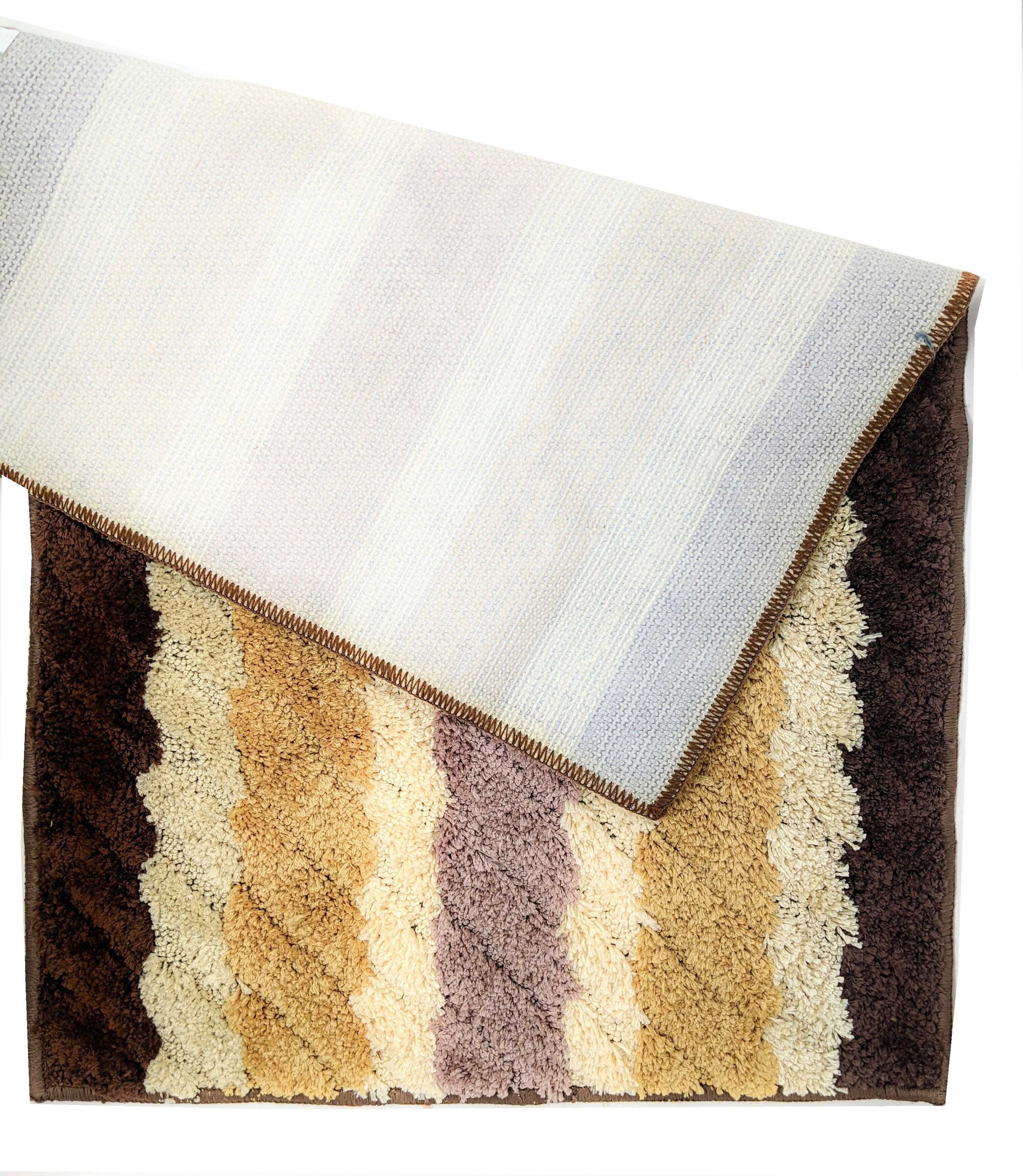 Tache 20x32 Inch Striped Brown and Beige Bathroom Rugs (TARBS2032) - Tache Home Fashion