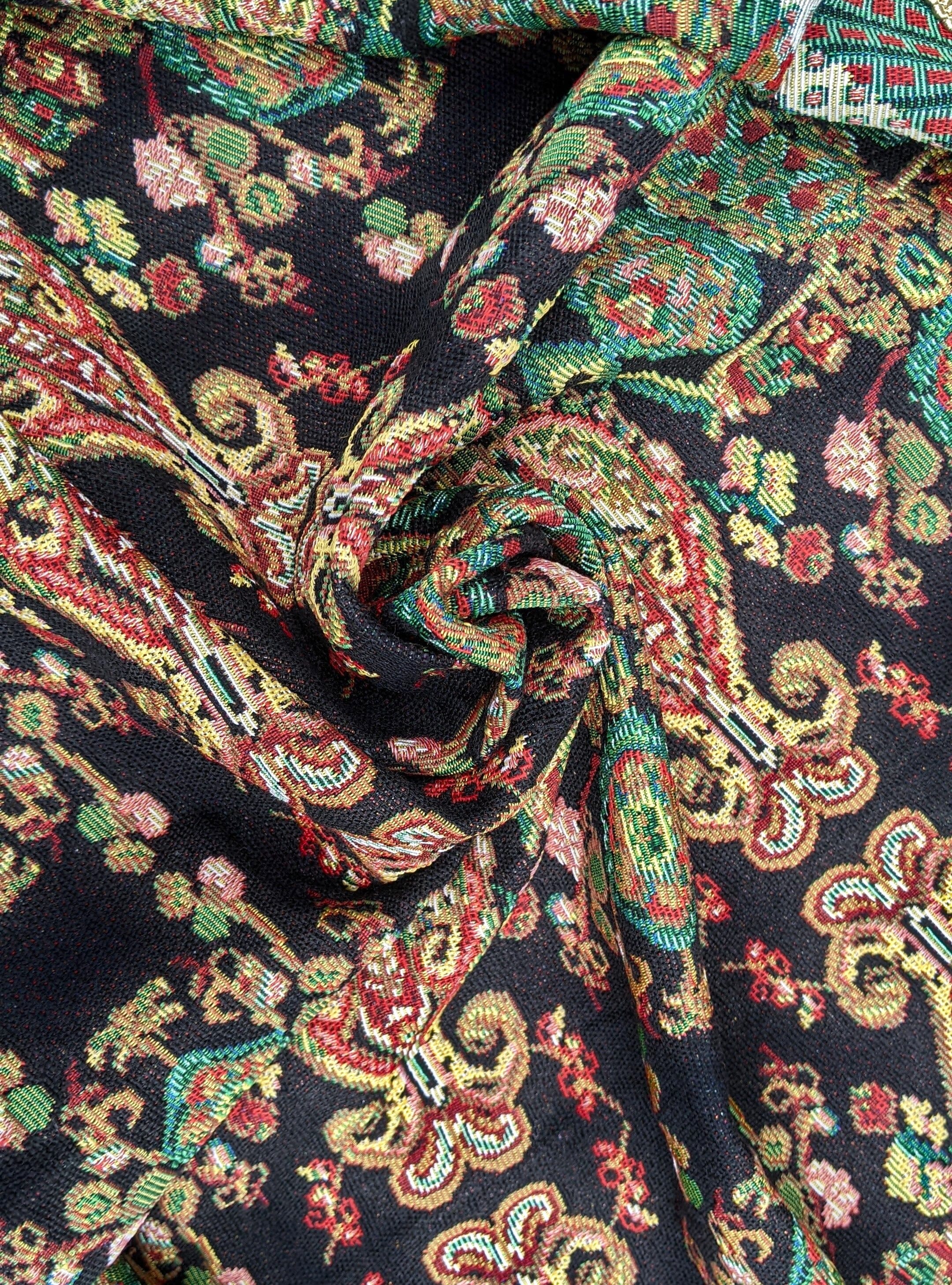 Tache Elegant Black Ornate Paisley Woven Tapestry Tablecloth (18192) - Tache Home Fashion