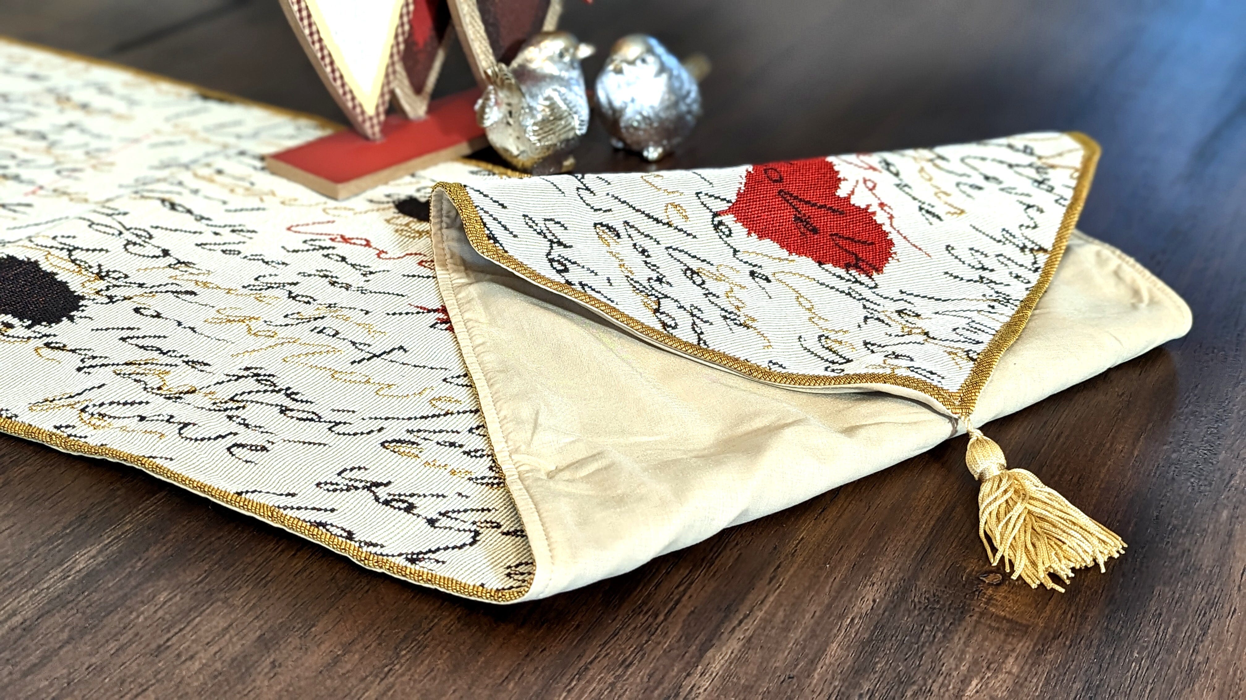 Tache Romantic I Love You Valentine’s Beige Woven Tapestry Table Runner (18111) - Tache Home Fashion