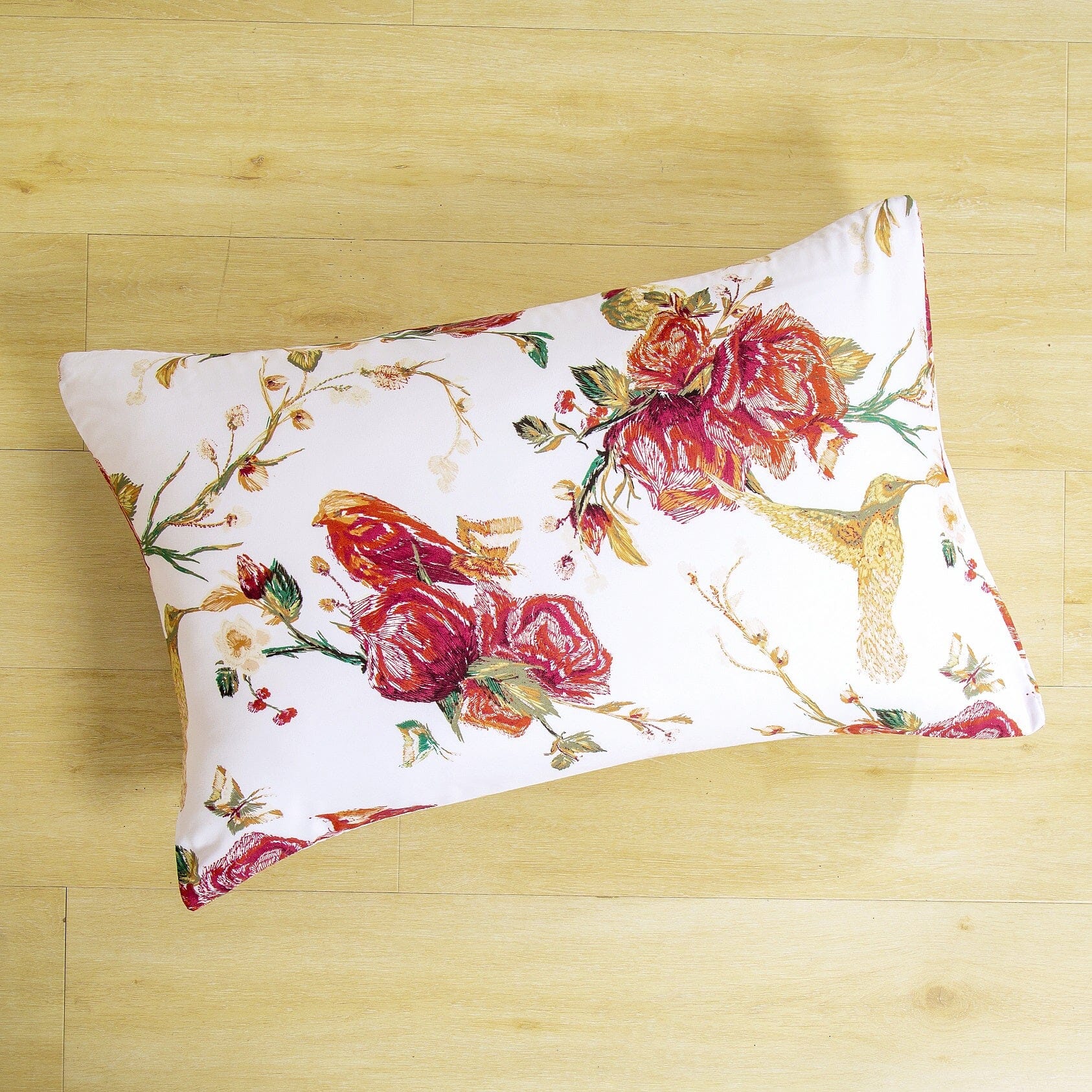 Tache Floral Hummingbirds Burgundy White Vintage Rose Garden Reversible Duvet Cover (SD-7676) - Tache Home Fashion