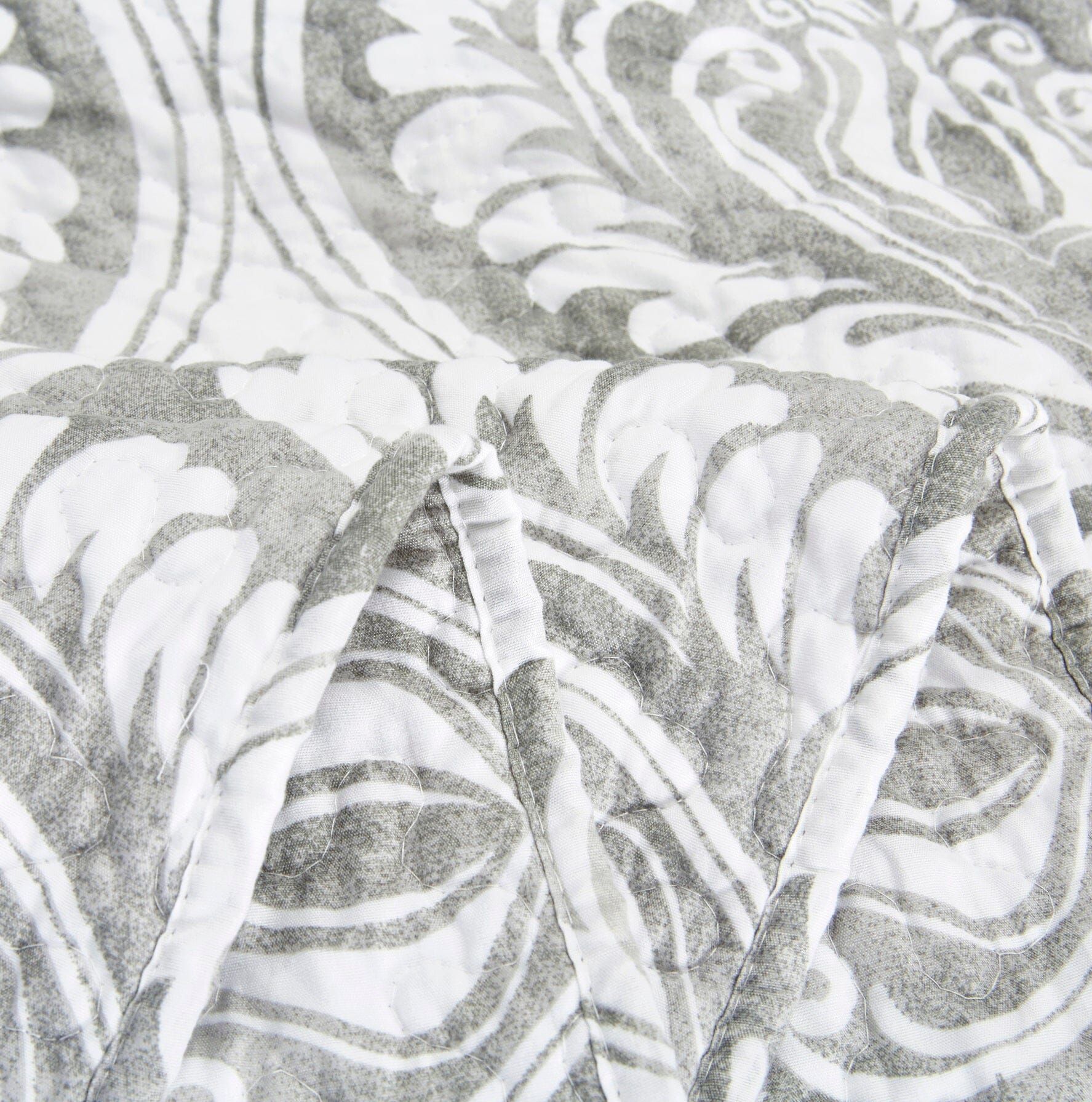 Tache Dreamy Moon Sky Ogee Damask Heather Grey White Quilt Set (TB300) - Tache Home Fashion