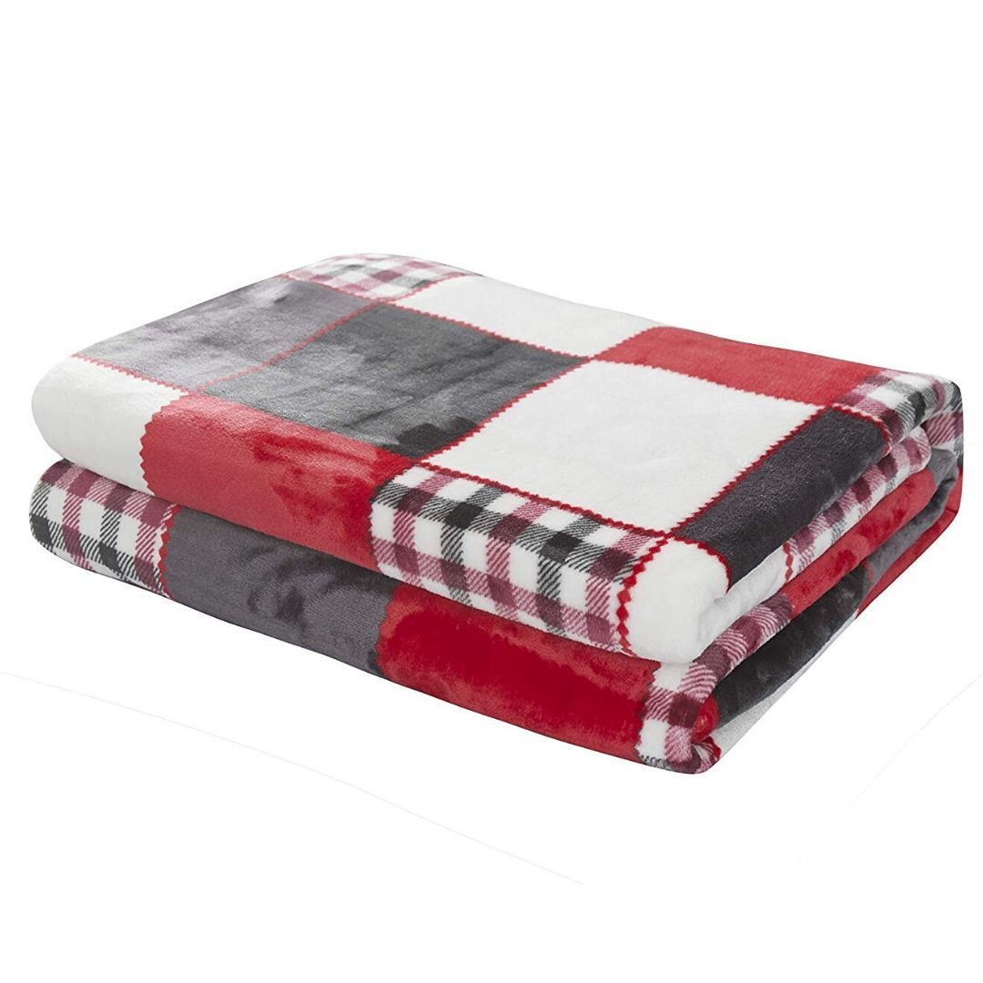 Tache Holiday Red Farmhouse Plaid Patchwork Flannel Throw Blanket (4025) - Tache Home Fashion