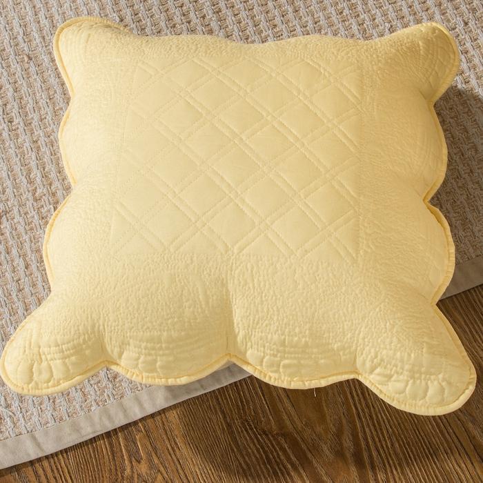 Tache Yellow Diamond Matelasse Scalloped Buttercup Puffs Cushion Covers / Euro Sham (YELLEMDES) - Tache Home Fashion