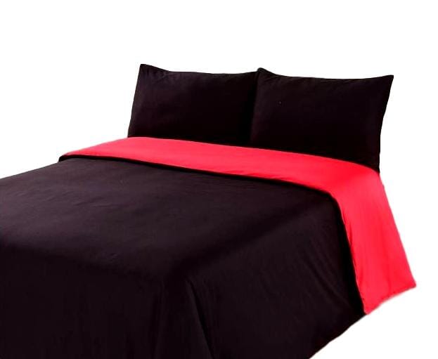 Tache Cotton Vibrant Red & Black Reversible Duvet Cover (DC32PC) - Tache Home Fashion