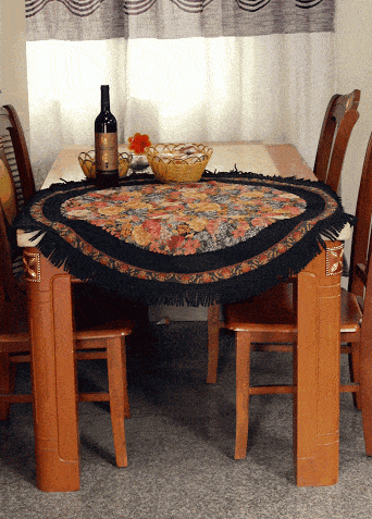 Tache Country Rustic Floral Black Midnight Awakening Tablecloth (3089BL) - Tache Home Fashion