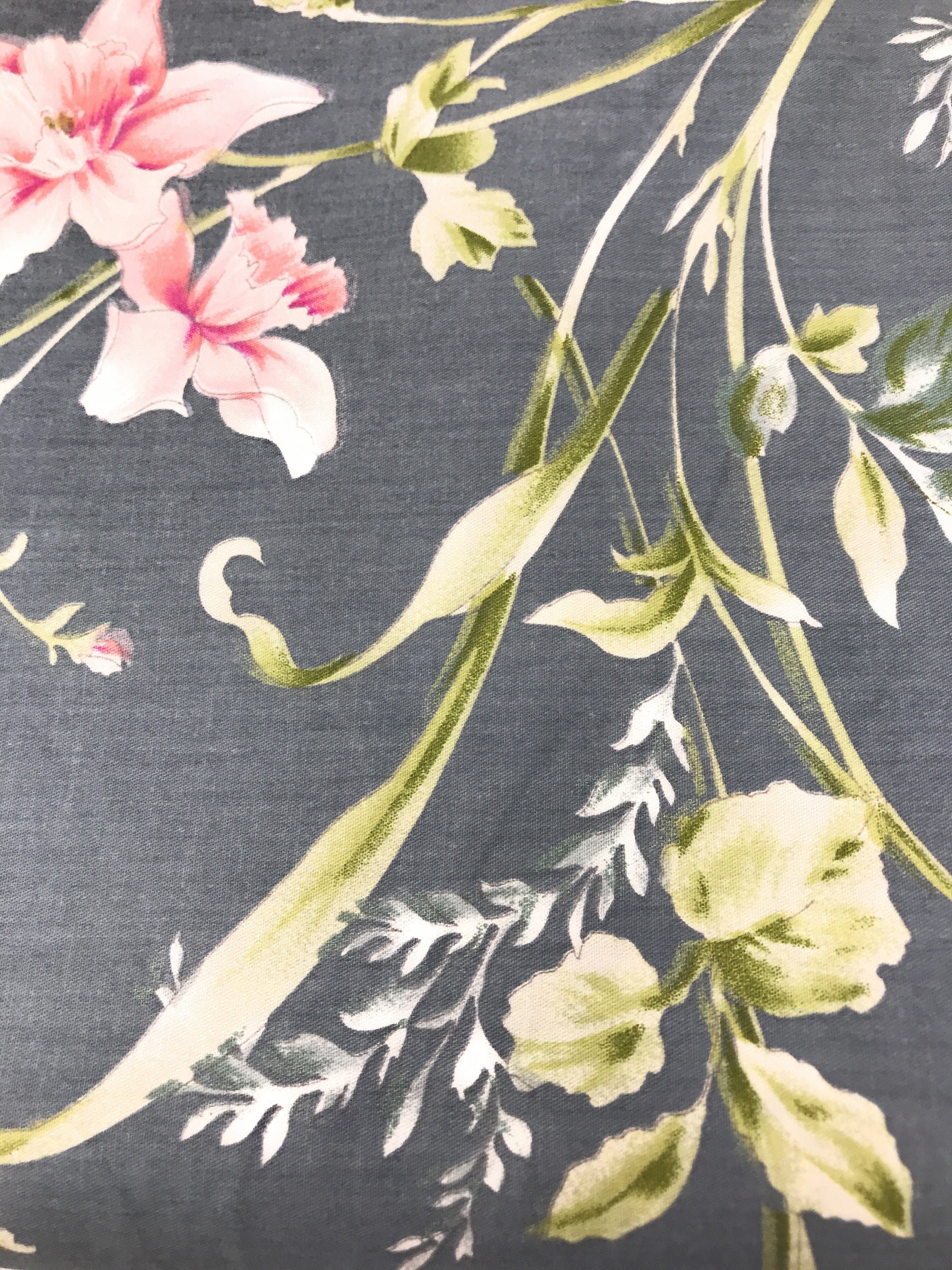 Tache Cotton Cherry Blossom Grey Floral Flat Sheet (2162FLT) - Tache Home Fashion