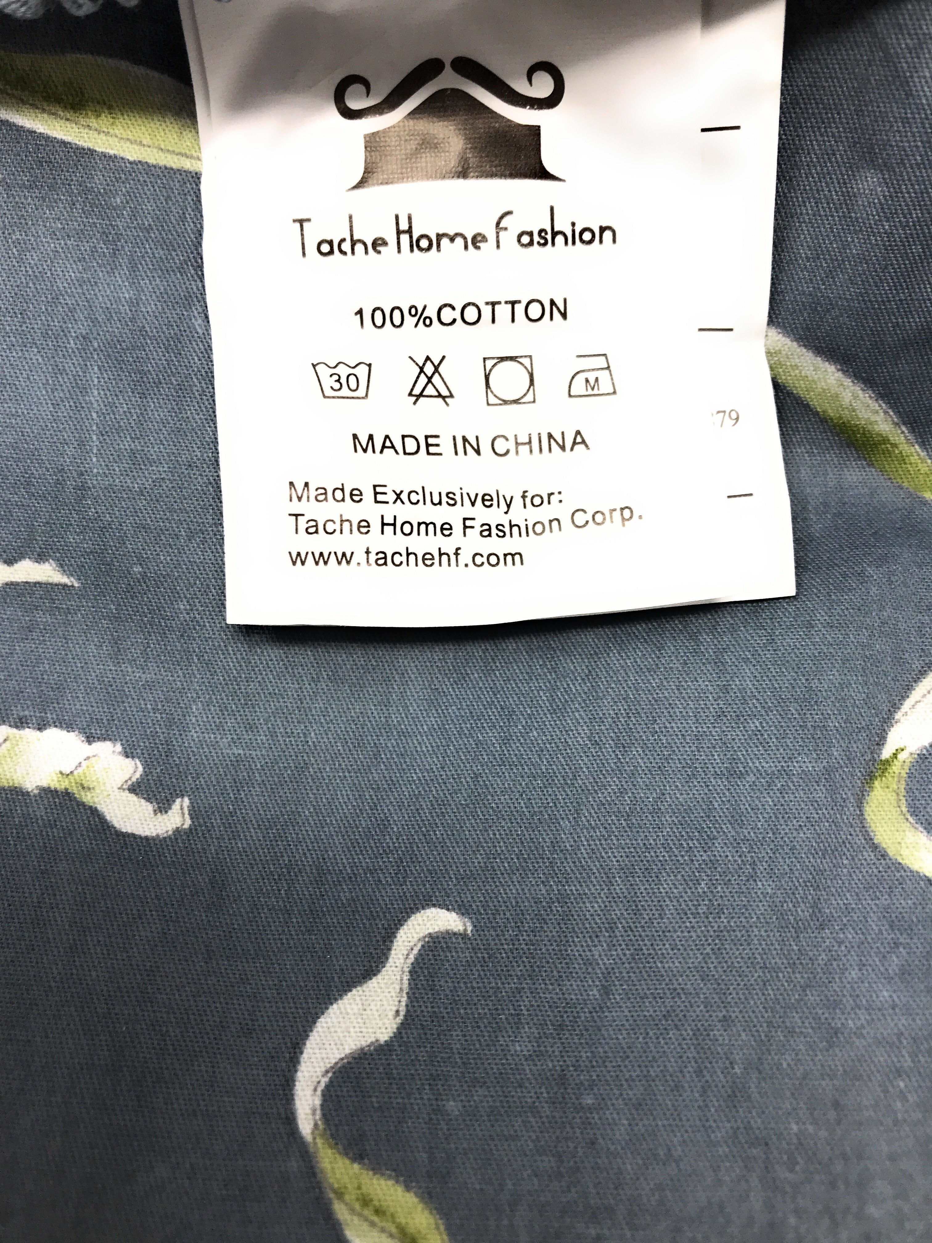 Tache Cotton Cherry Blossom Grey Floral Flat Sheet (2162FLT) - Tache Home Fashion