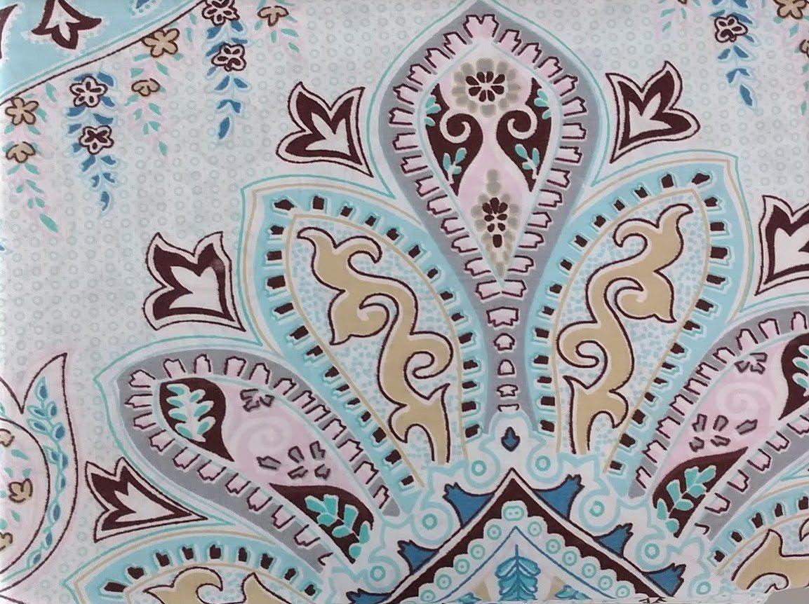 Tache Cotton Frozen Forest Blue Paisley Flat Sheet (2172FLT) - Tache Home Fashion