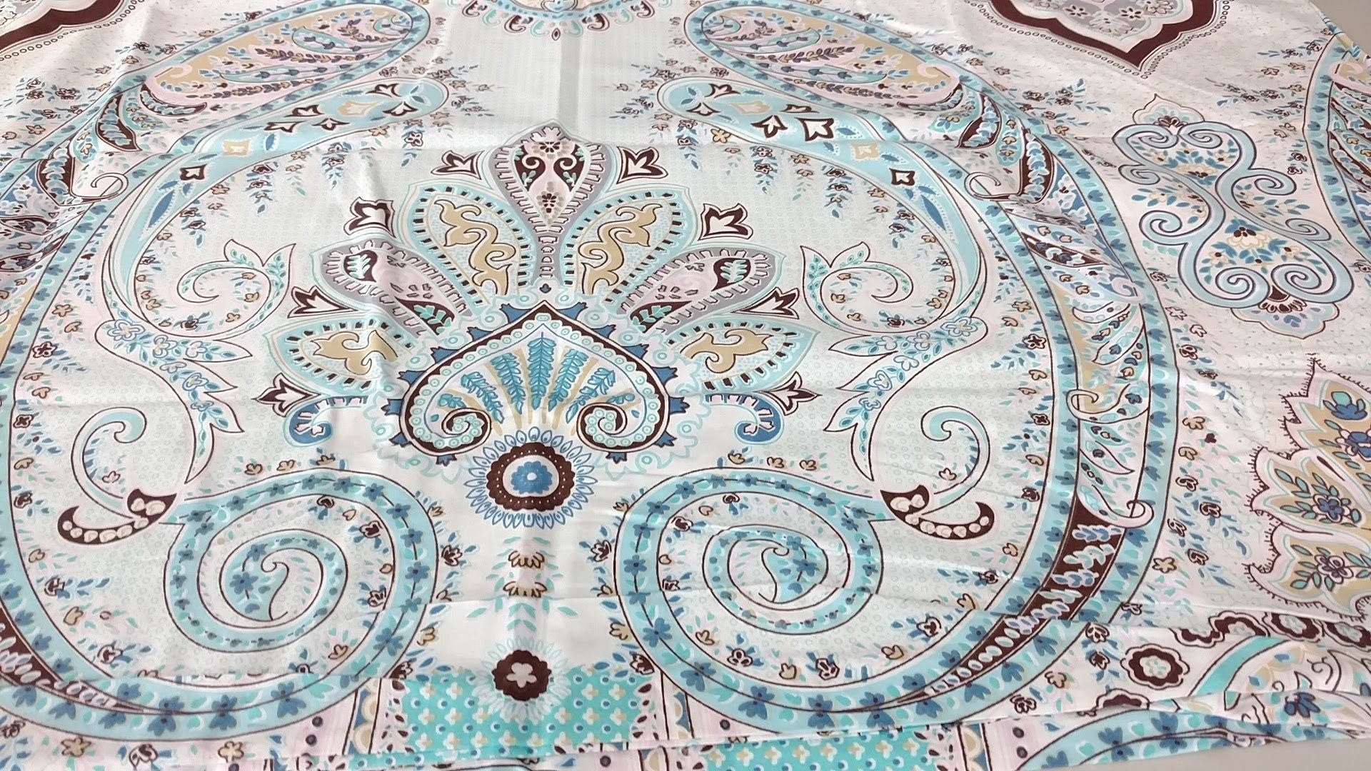 Tache Cotton Frozen Forest Blue Paisley Flat Sheet (2172FLT) - Tache Home Fashion