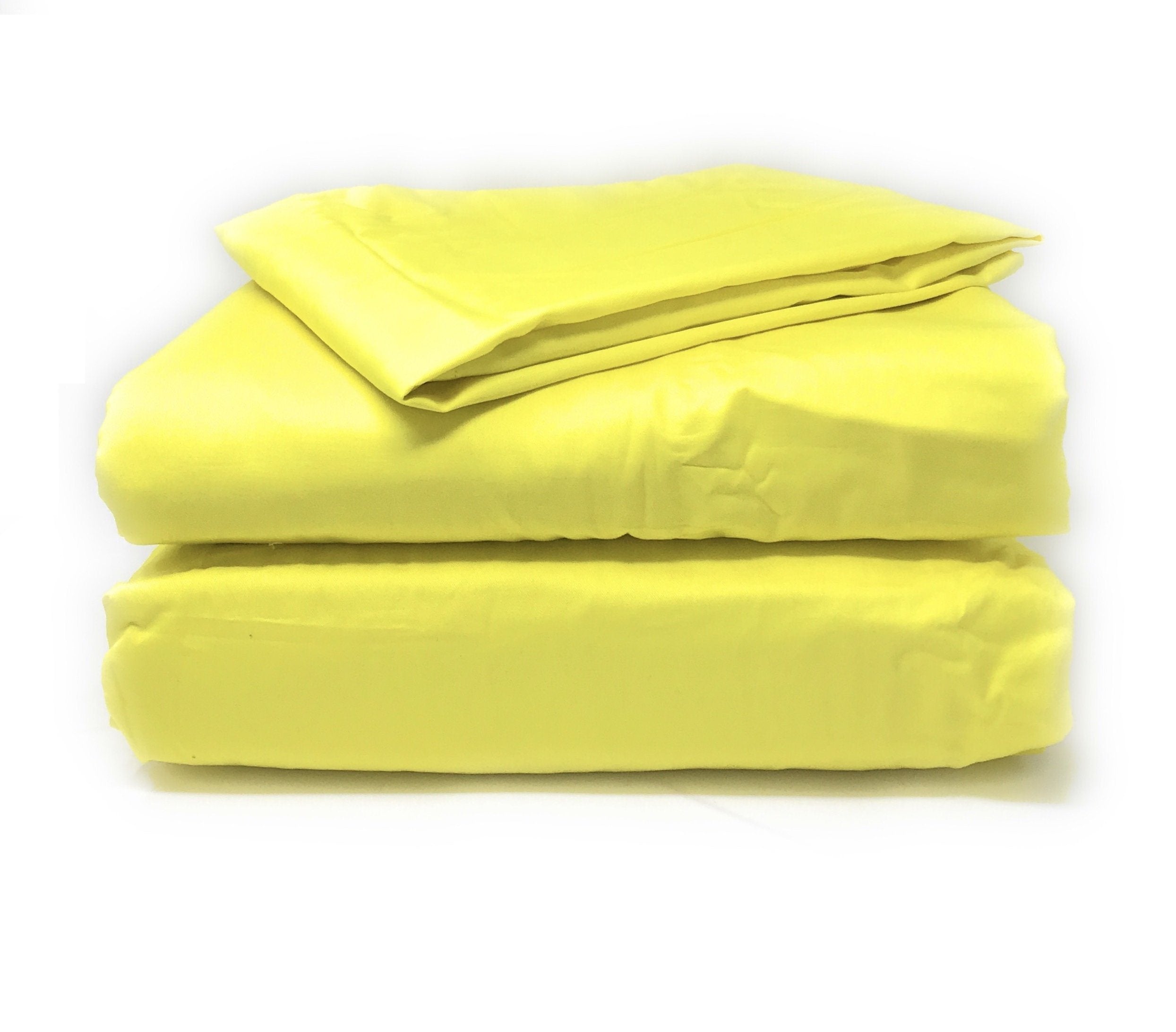 Tache Cotton Bright Lemon Neon Yellow Fitted Sheet (BS3PC-YY) - Tache Home Fashion