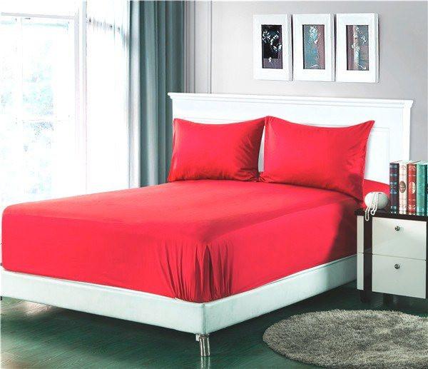Tache Cotton Vibrant Red Fitted Sheet (BS3PC-R) - Tache Home Fashion