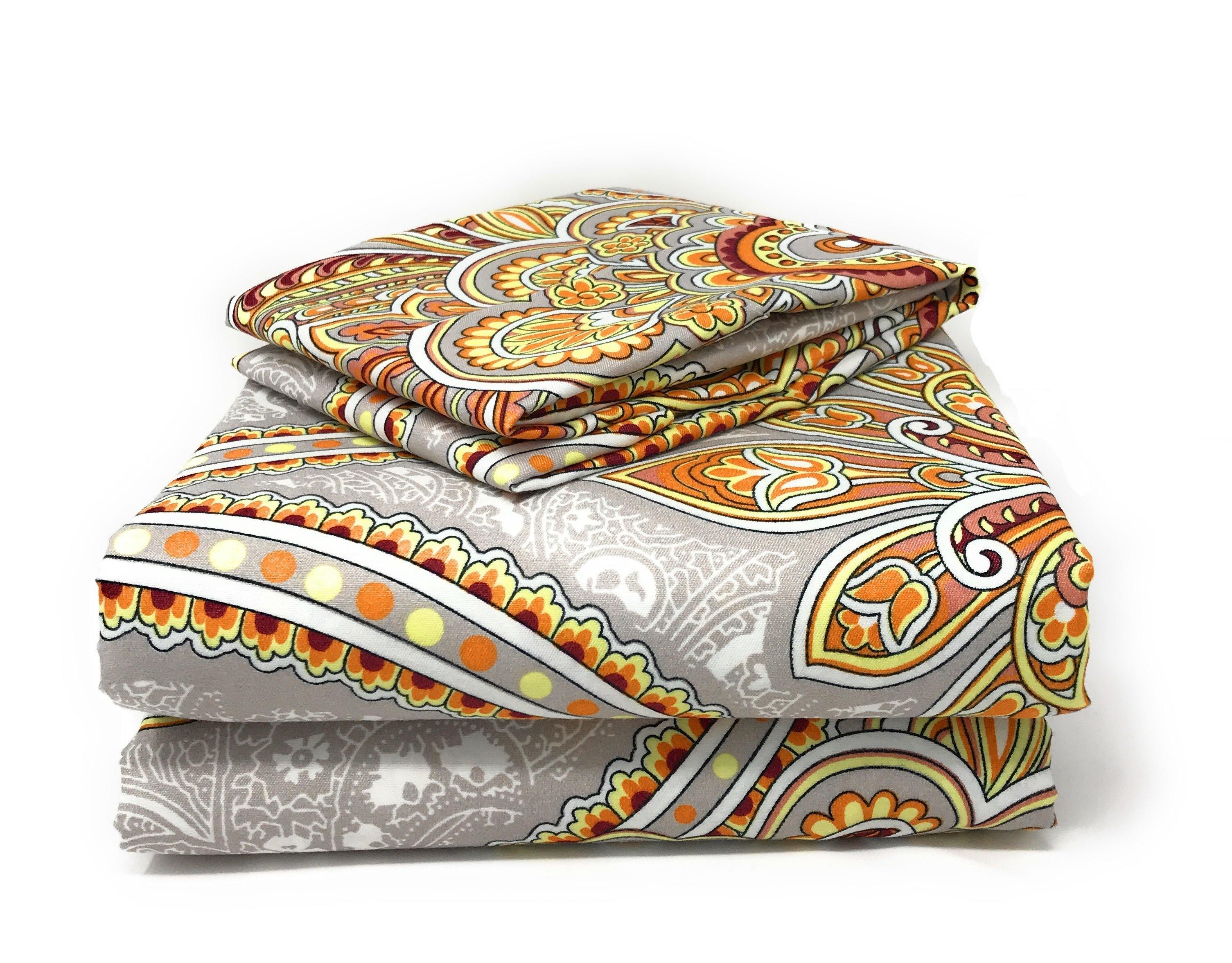 Tache Sunshine Festival Gold Paisley Bed Sheet Set (2811FITFLT) - Tache Home Fashion