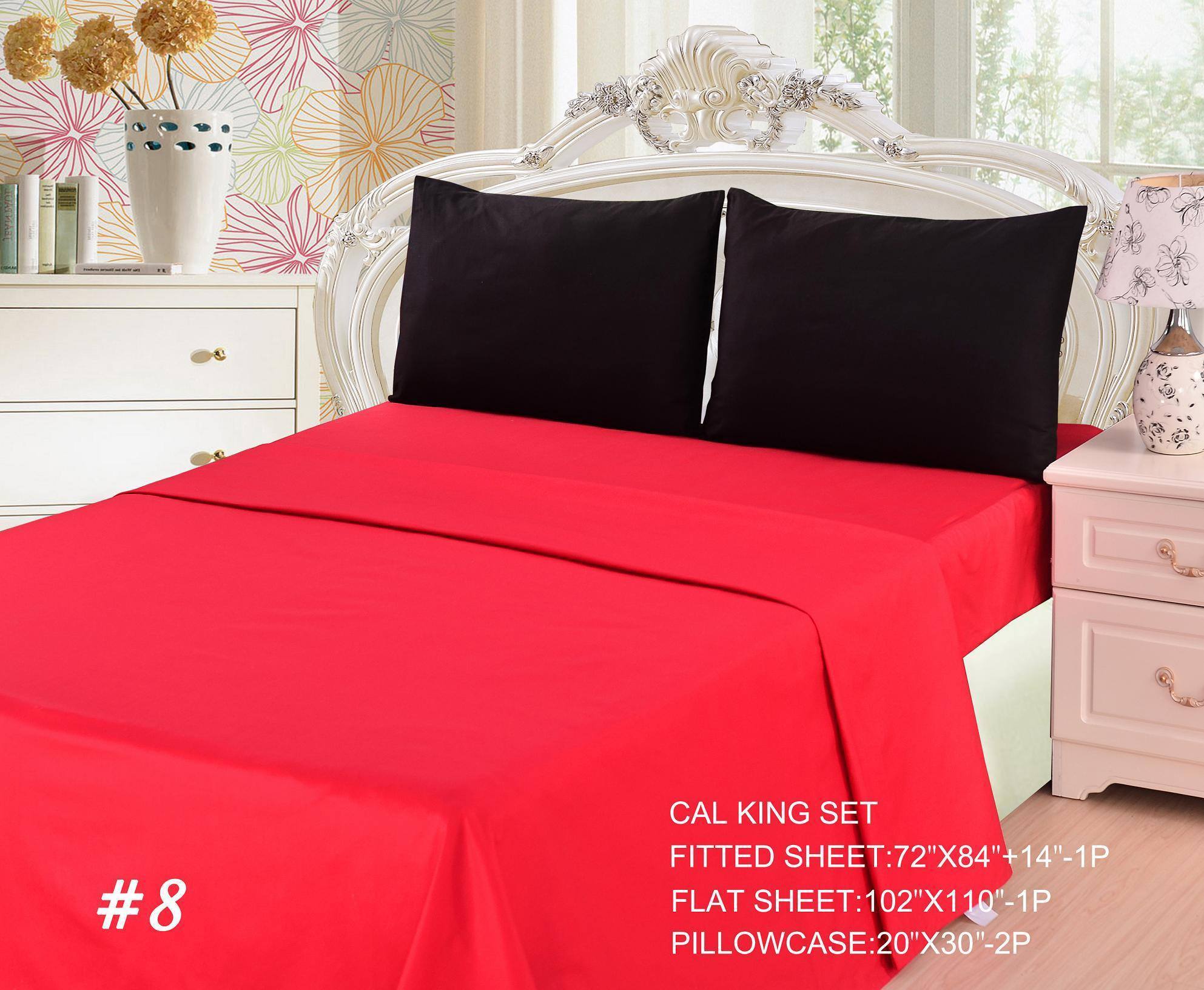 Tache Cotton Vibrant Red and Black Bed sheet set (BS4PC-BR) - Tache Home Fashion