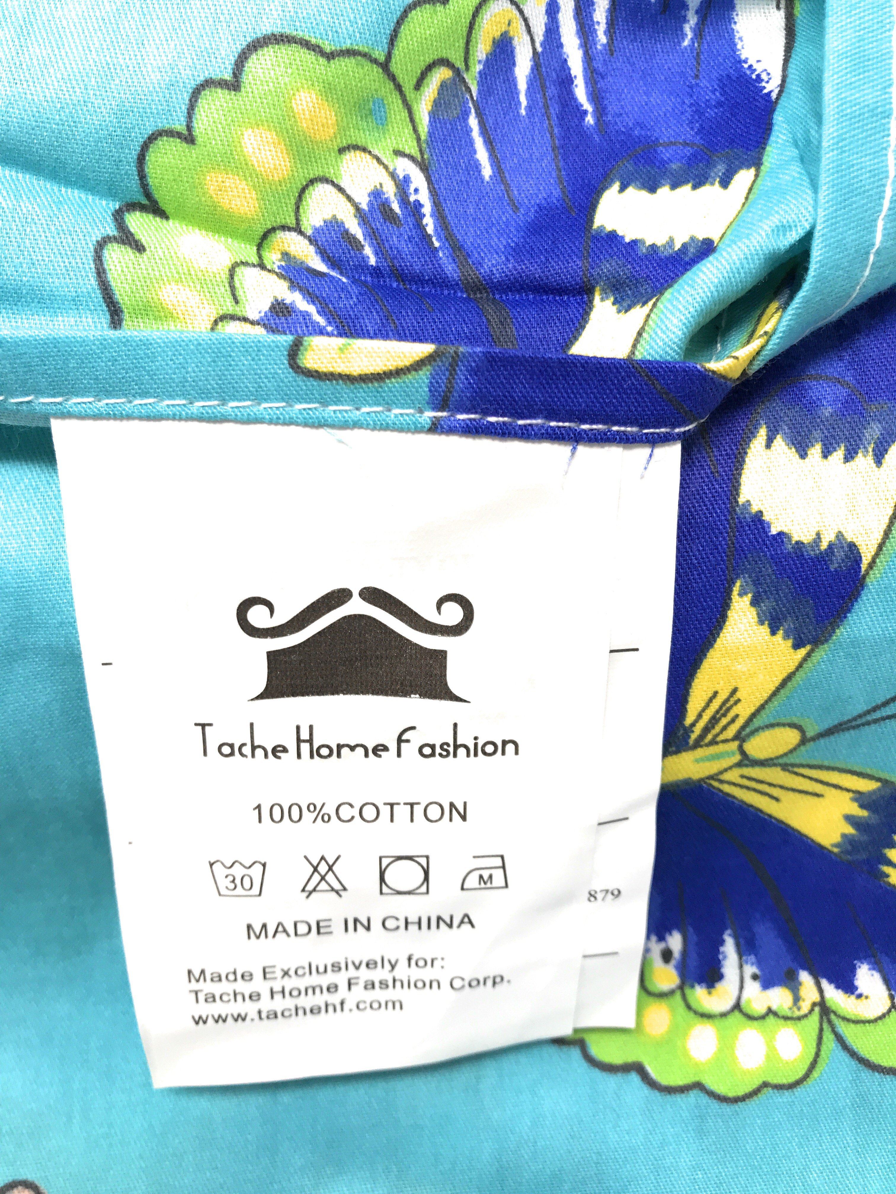 Tache Cotton Butterfly Wonderland Aqua Floral Flat Sheet (2142FLT) - Tache Home Fashion
