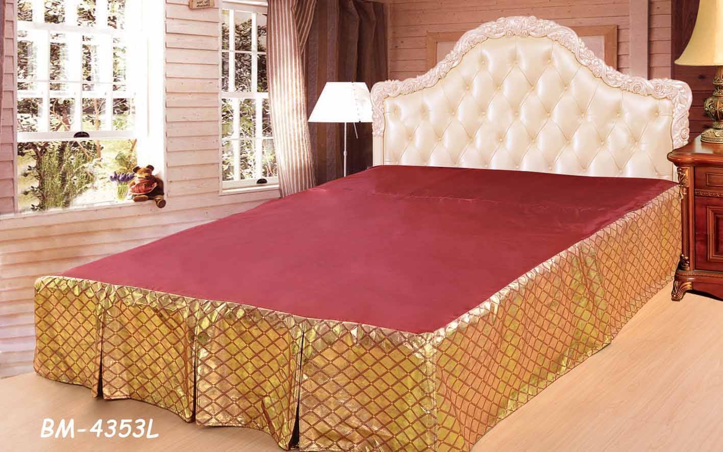 Tache Diamond Net Red Gold Argyle Pleated Tailored Platform 14" Bed Skirt Dust Ruffle (BSK-4353LC) - Tache Home Fashion