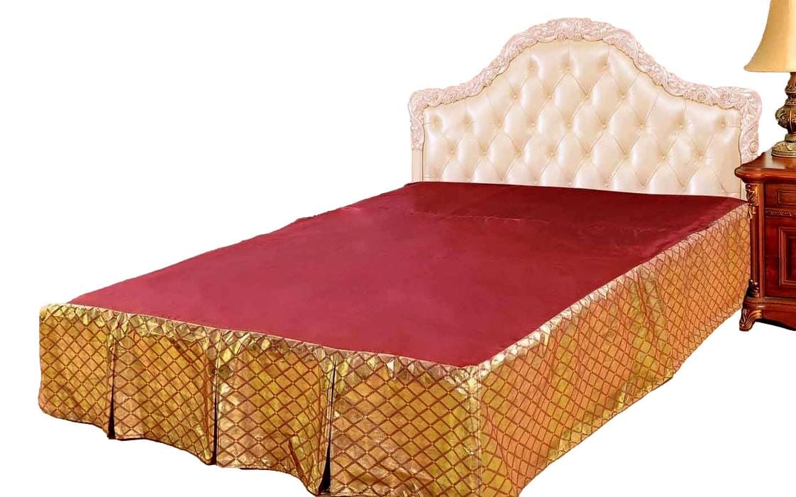 Tache Diamond Net Red Gold Argyle Pleated Tailored Platform 14" Bed Skirt Dust Ruffle (BSK-4353LC) - Tache Home Fashion