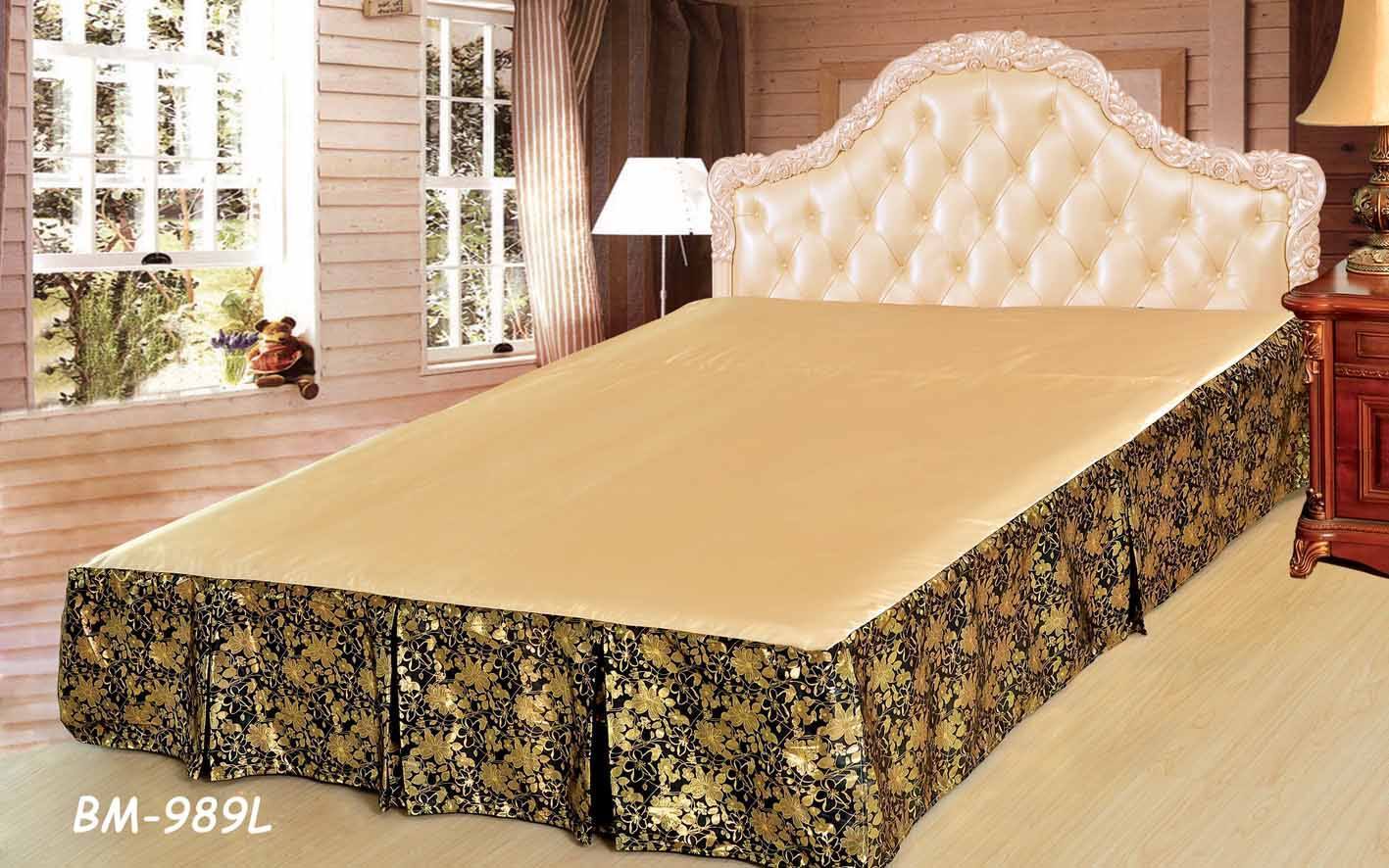 Tache Spring Blooms Black Golden Floral Royal Pleated Tailored Platform 14" Bed Skirt Dust Ruffle (BSK-989L) - Tache Home Fashion