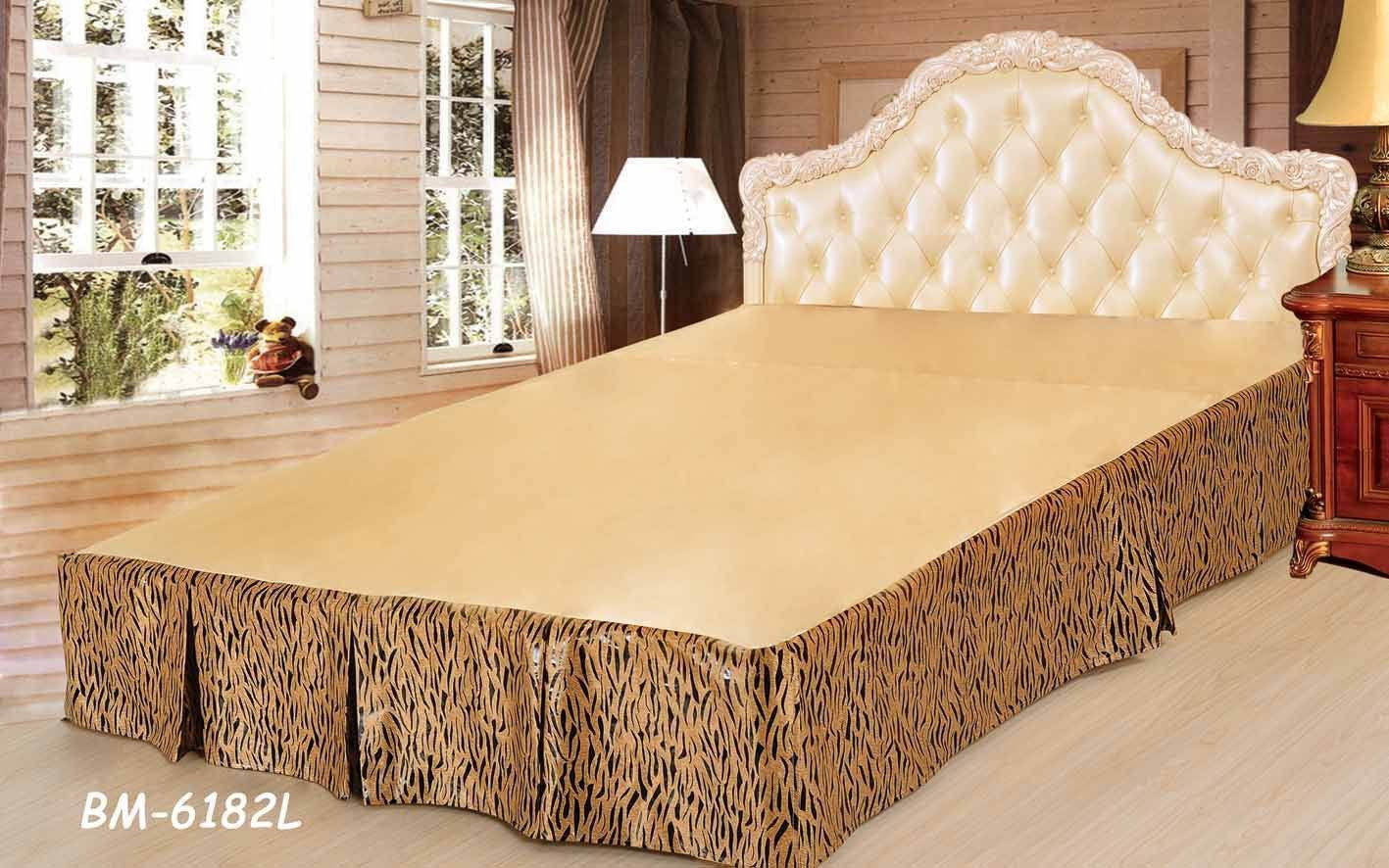 Tache Golden Brown Black Stripe Tiger Animal Print Jungle Dreams Pleated Tailored Platform 14" Bed Skirt Dust Ruffle (BSK-6182L) - Tache Home Fashion